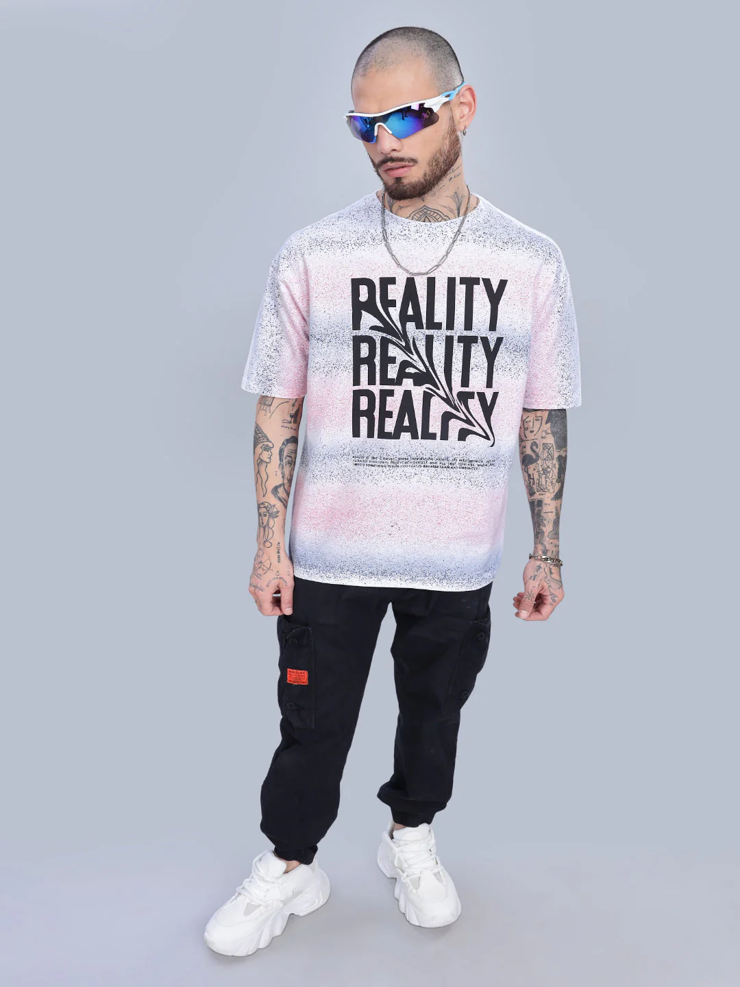 Men Reality Oversized Pink T-Shirt - Image 5