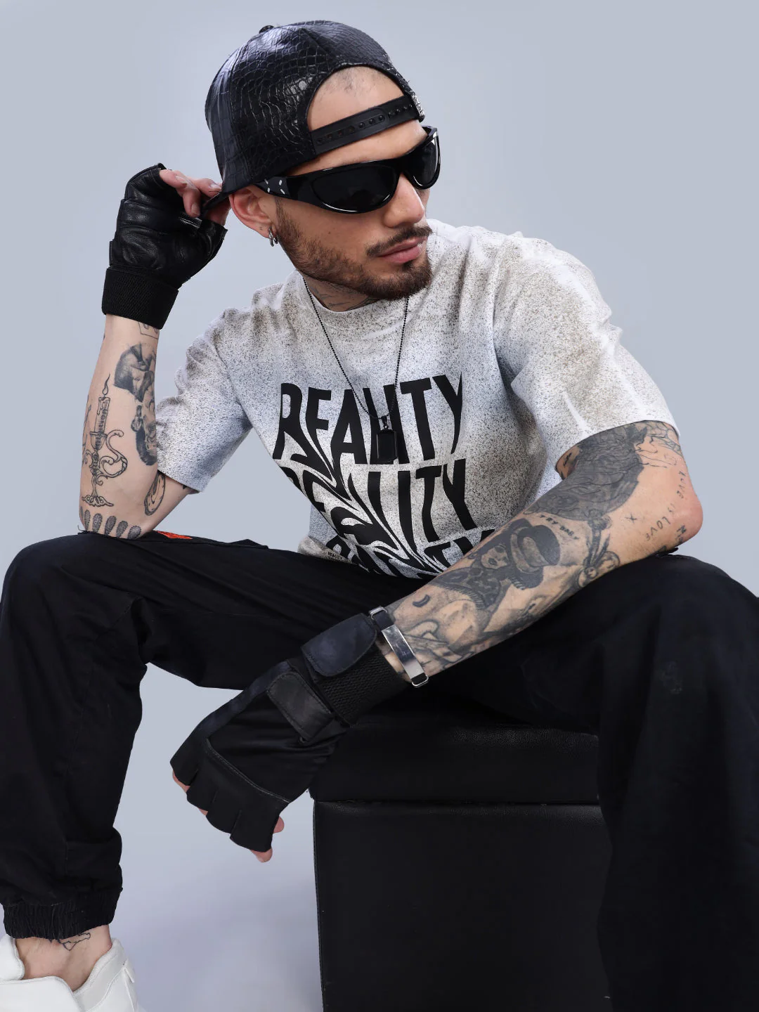 Men Reality Oversized Pink T-Shirt - Image 7