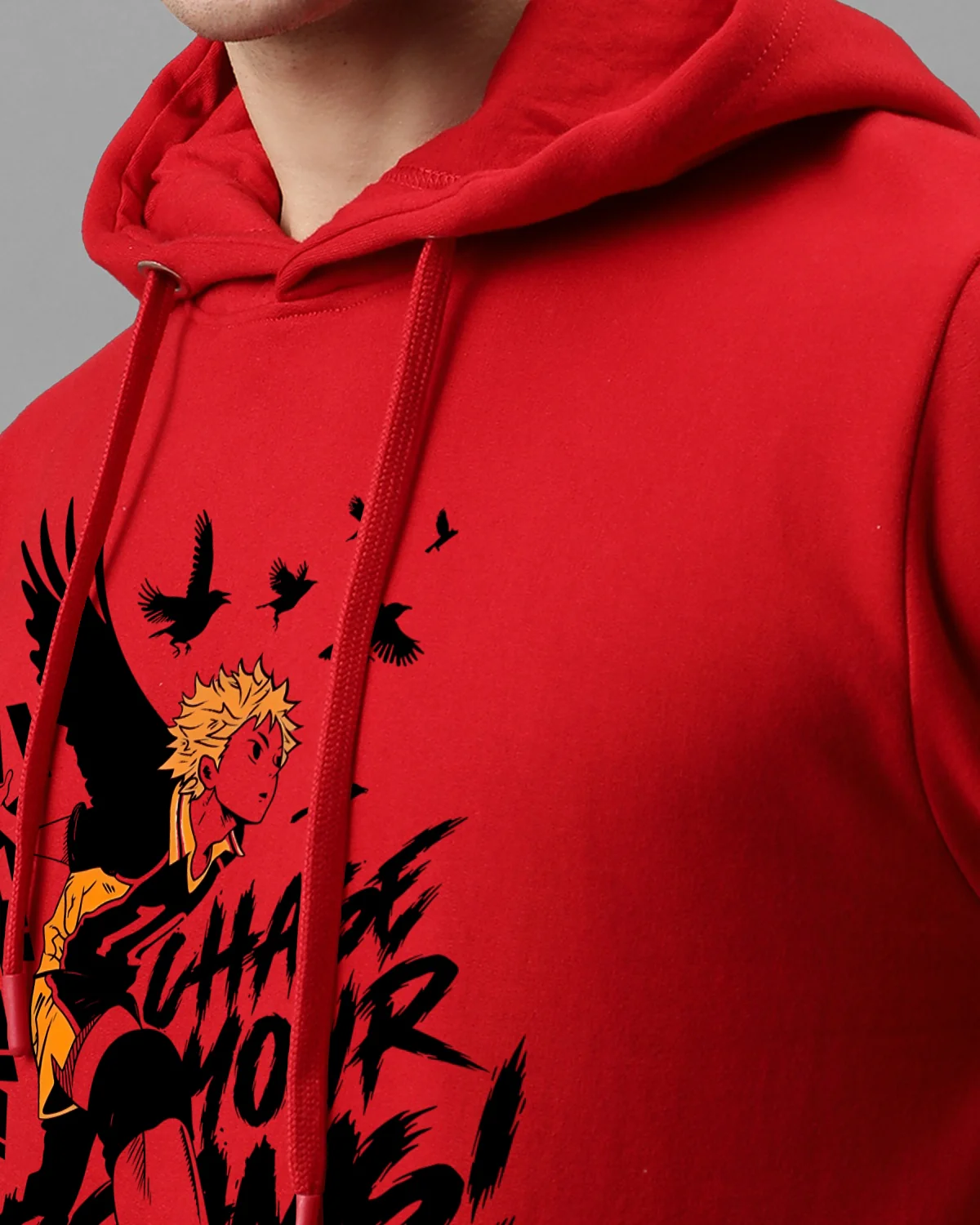 Men Red Anime Hoodies - Image 4