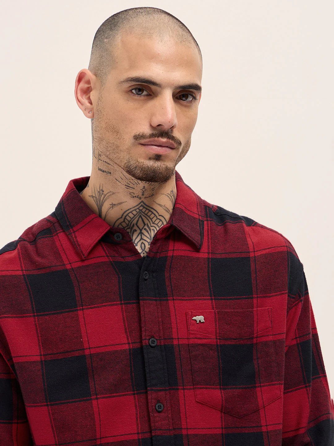 Men Red & Black Checked Relax Fit Casual Shirt - Image 5