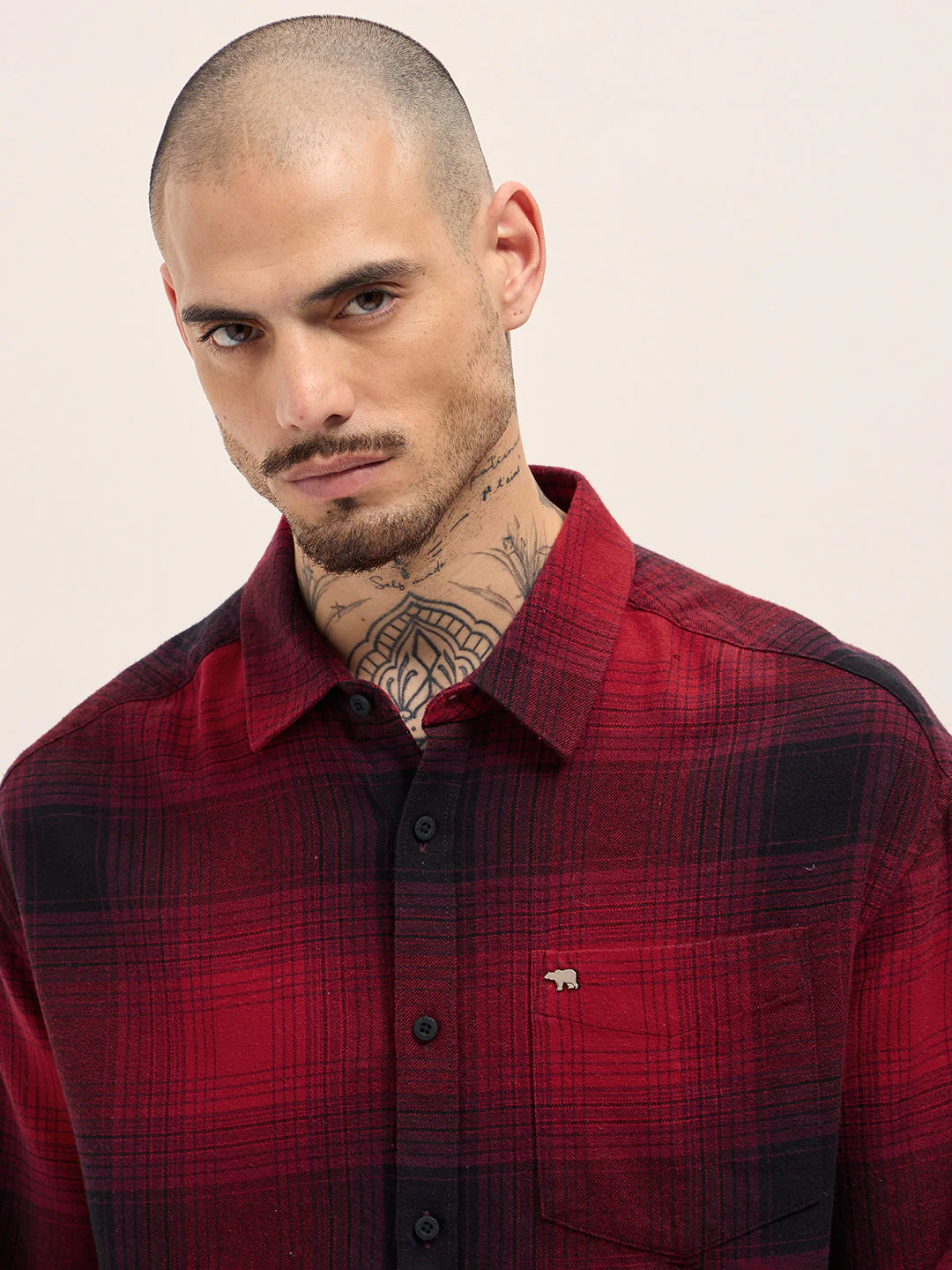 Men Red & Black Checked Relax Fit Casual Shirt - Image 5