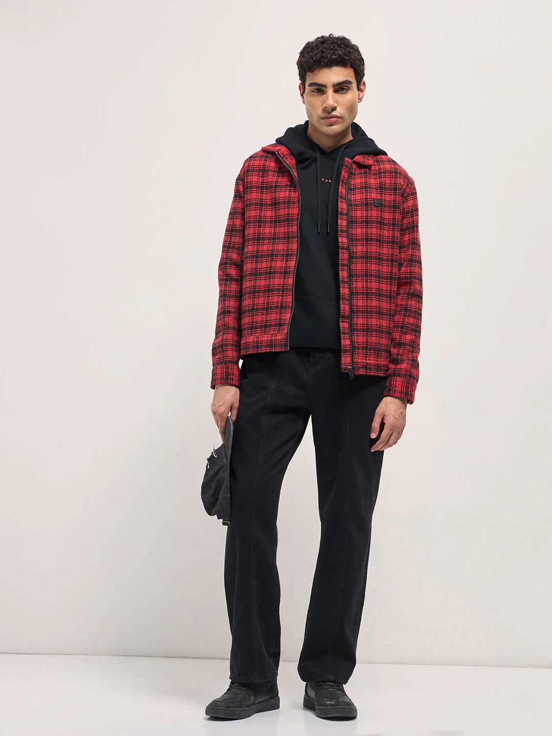 Men Red & Black Regular Fit Flannel Check Jacket - Image 4