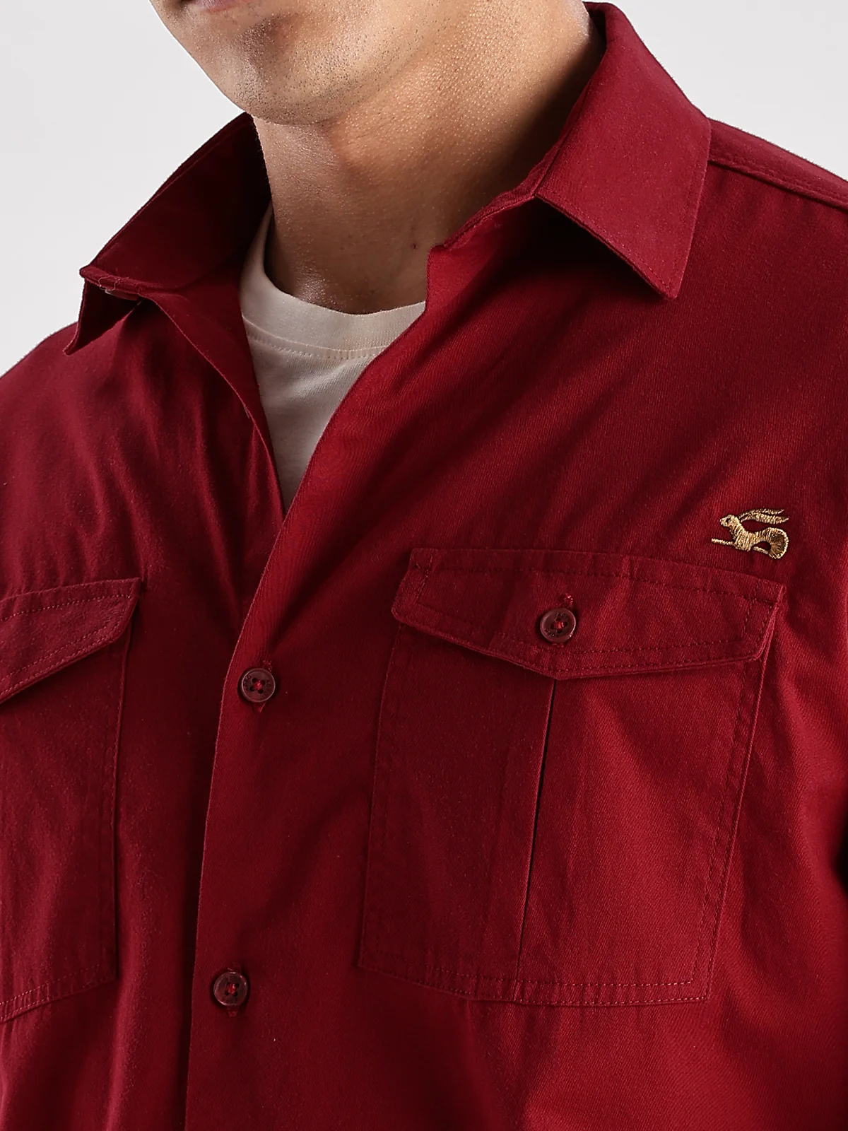 Men Red Cargo Shirt - Image 4