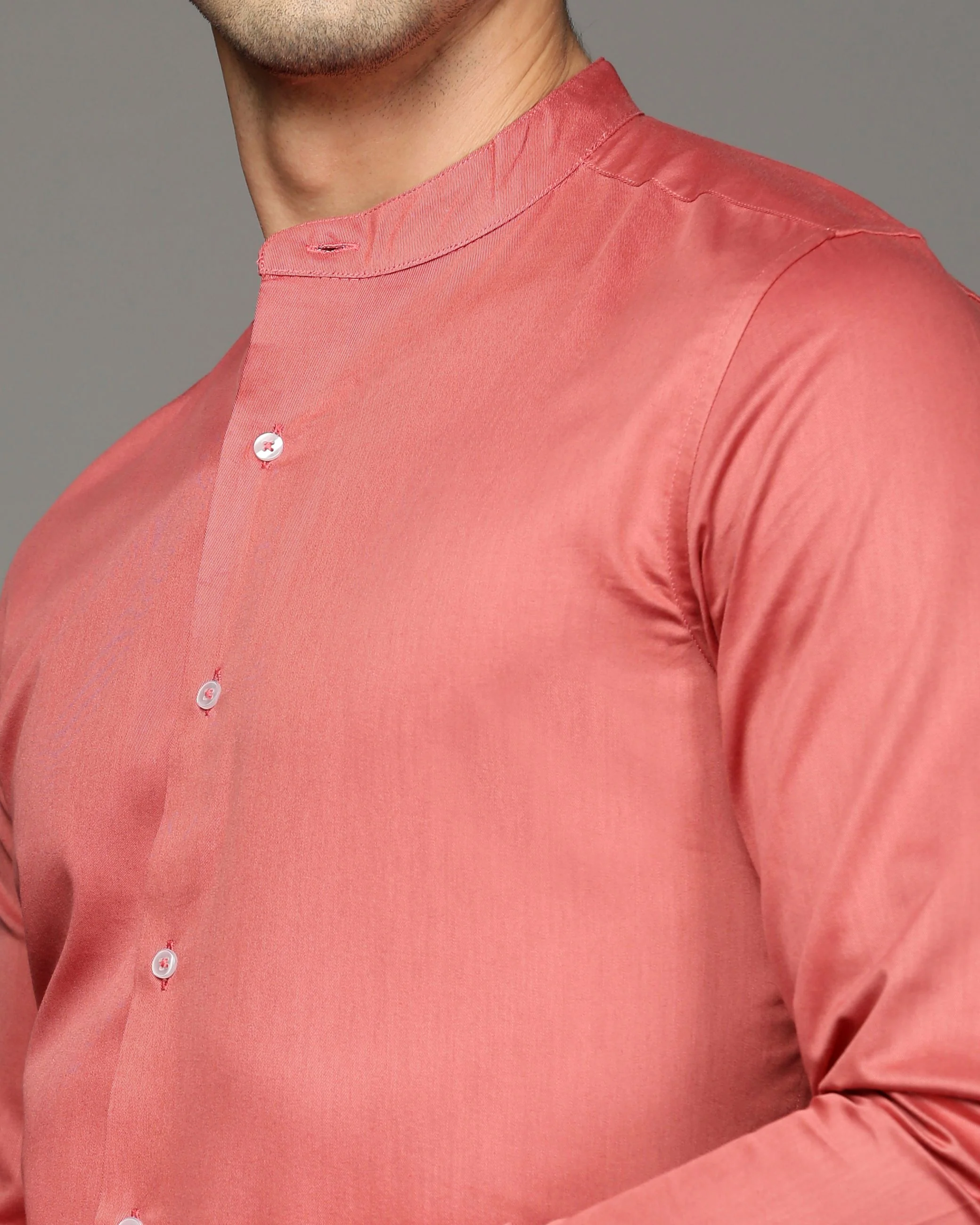 Men Red Cotton Blend Slim Shirt - Image 6