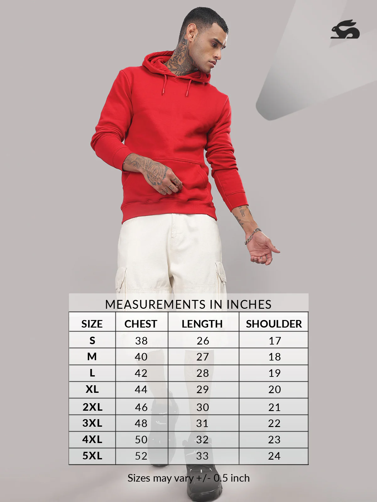 Men Red Cotton Fleece Hoodie - Image 6