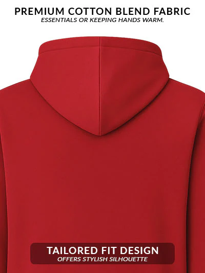 Men Red Cotton Fleece Printed Hoodie - Image 4