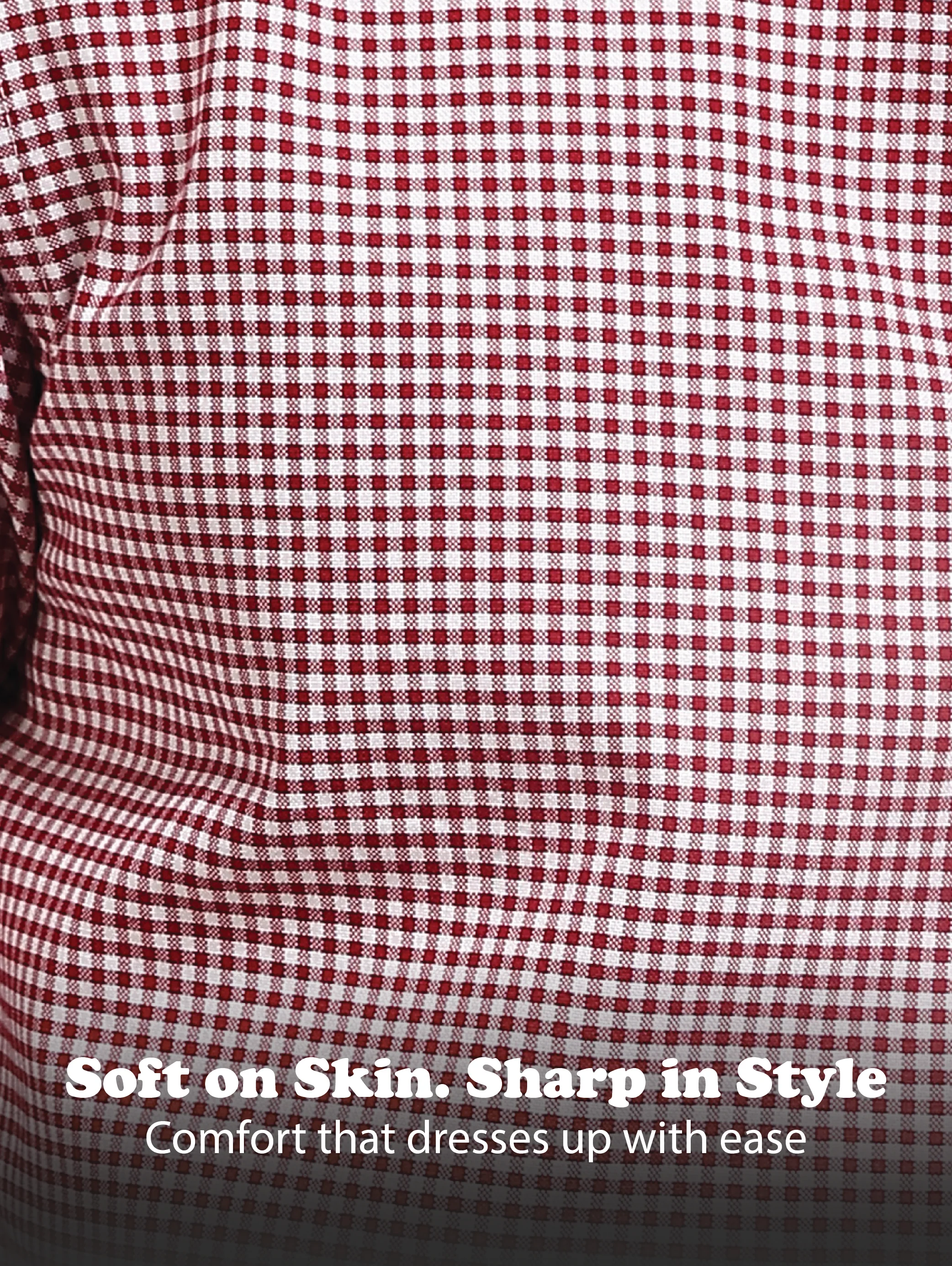 Men Red Cotton Oxford Slim Fit Mini Checks Shirt - Image 12