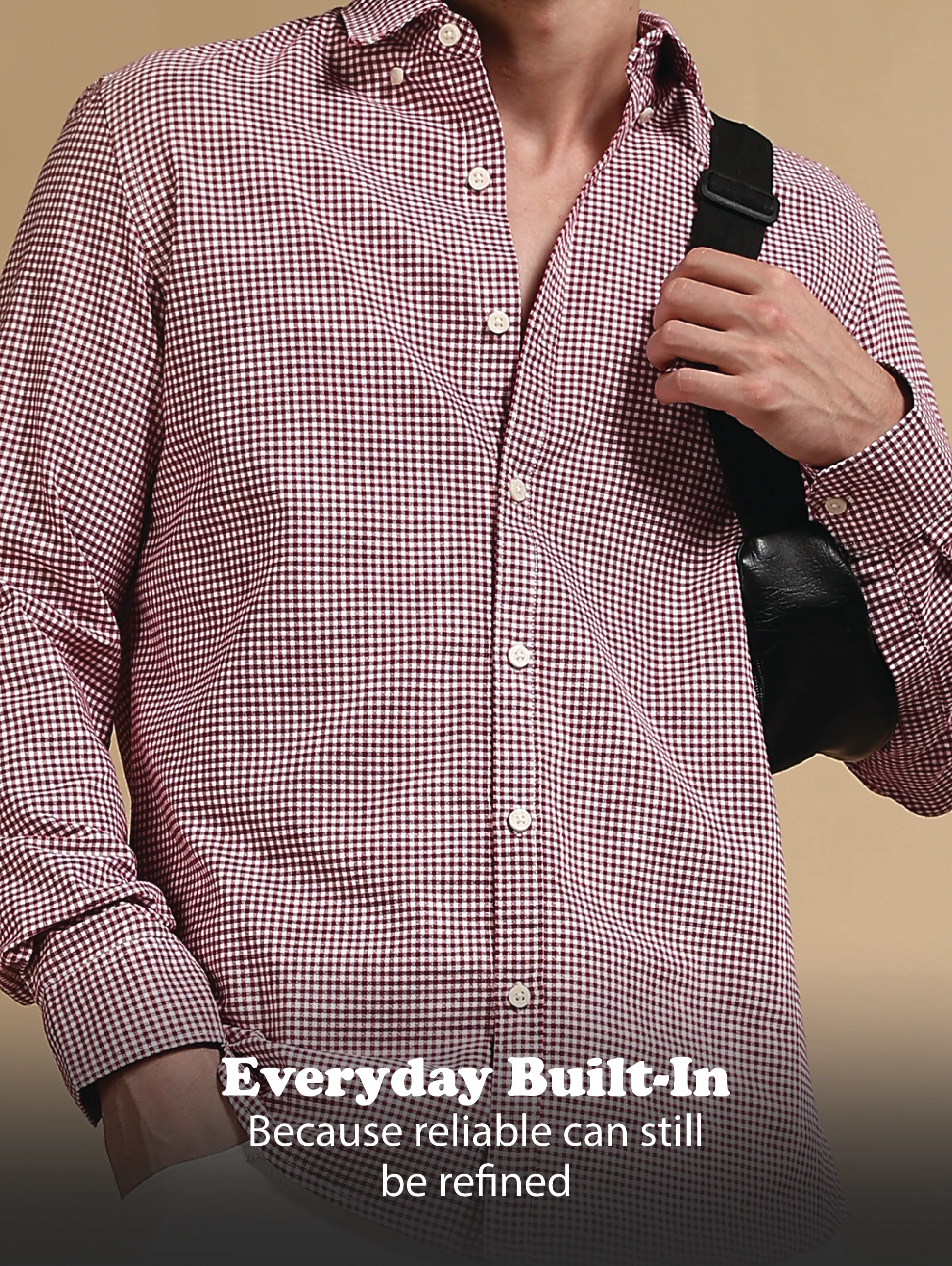 Men Red Cotton Oxford Slim Fit Mini Checks Shirt - Image 13