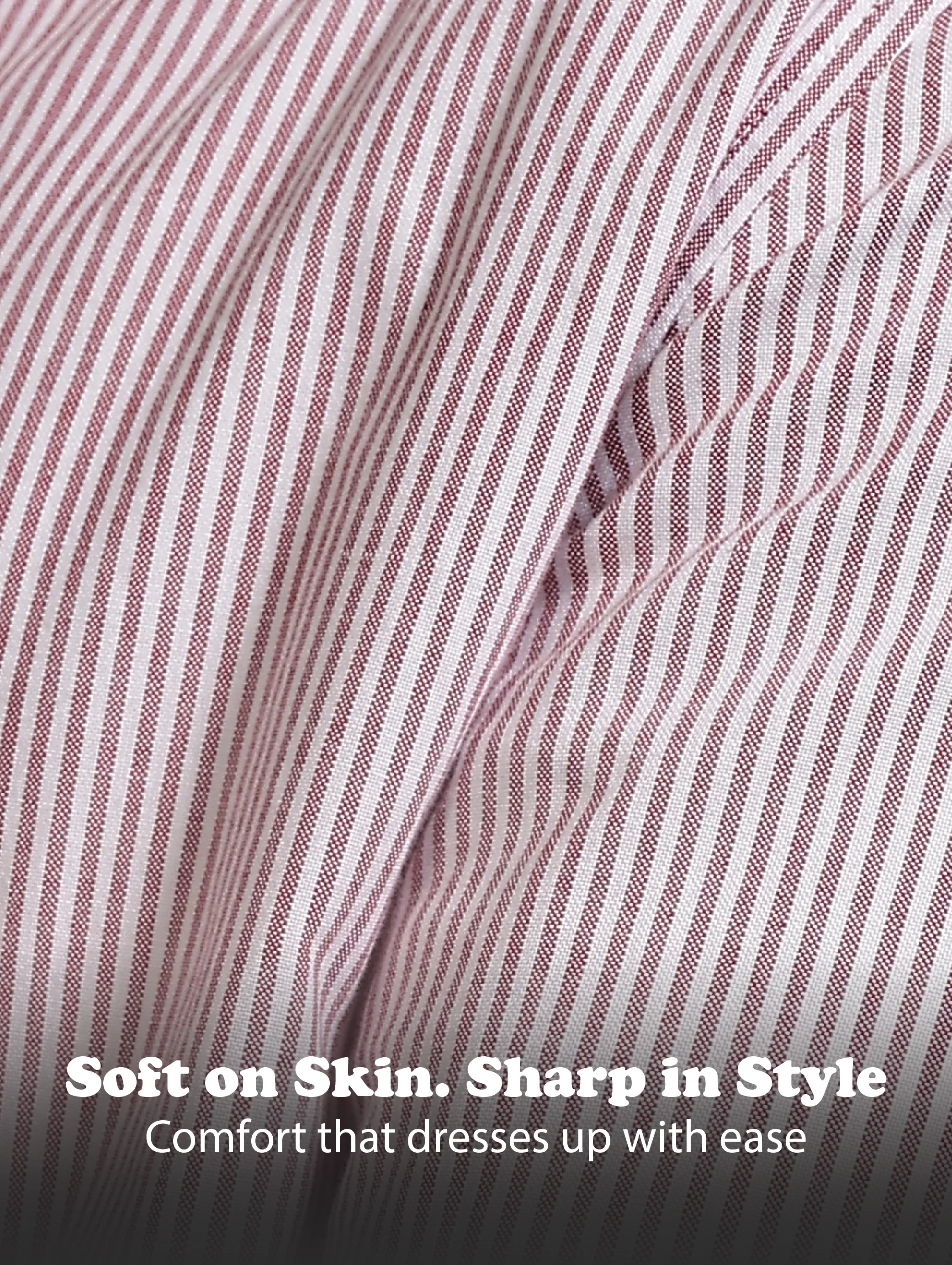 Men Red Cotton Oxford Slim Fit Striped Shirt - Image 8