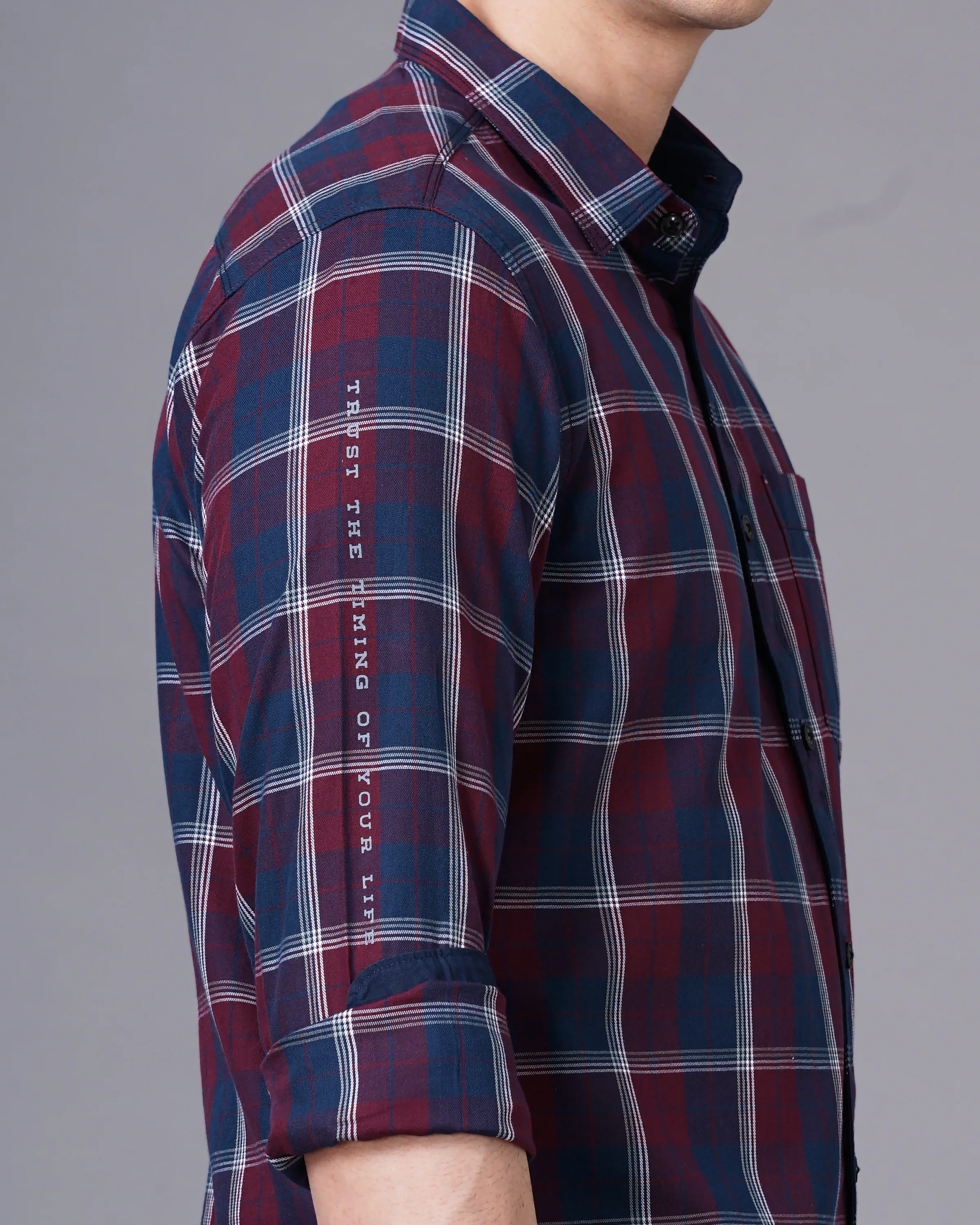Men Red Cotton Slim Shirt - Image 4