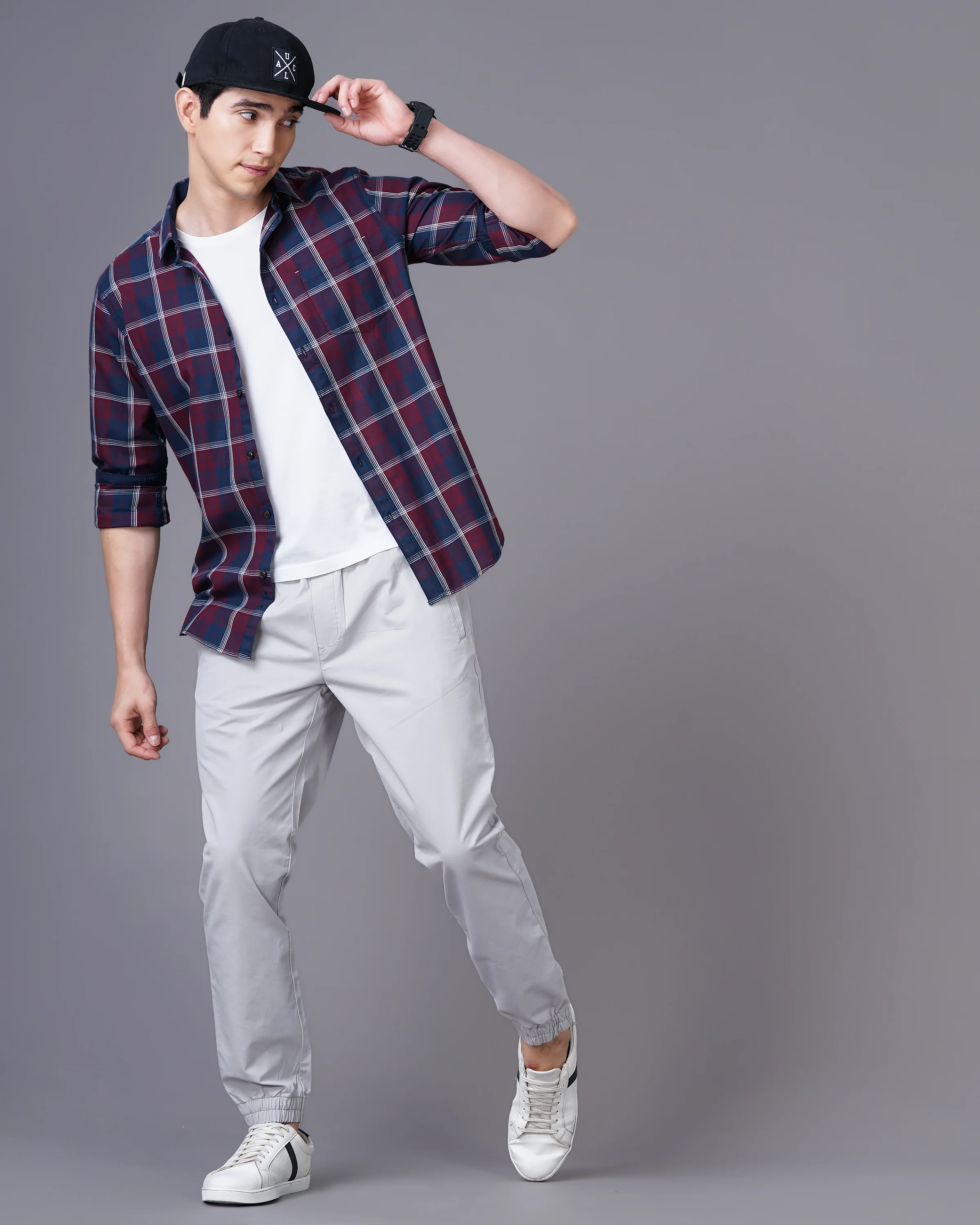 Men Red Cotton Slim Shirt - Image 6