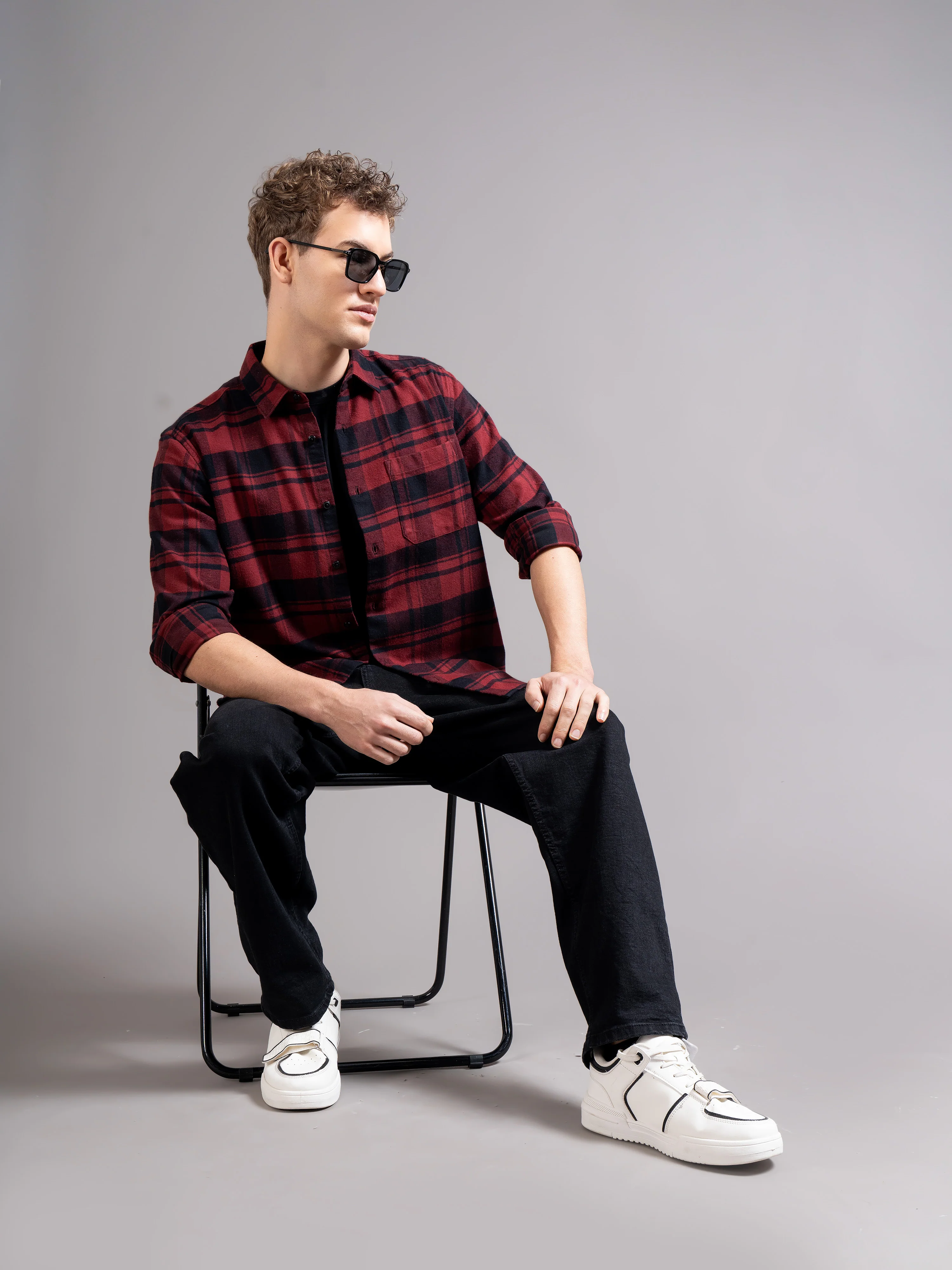 Men Red Flannel Checked Shirt - Image 2