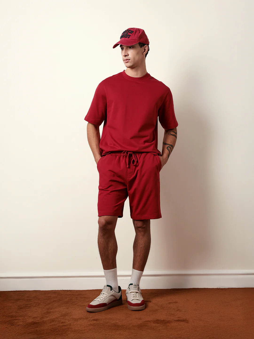 Men Red Half Sleeve Oversize T-Shirt - Image 2