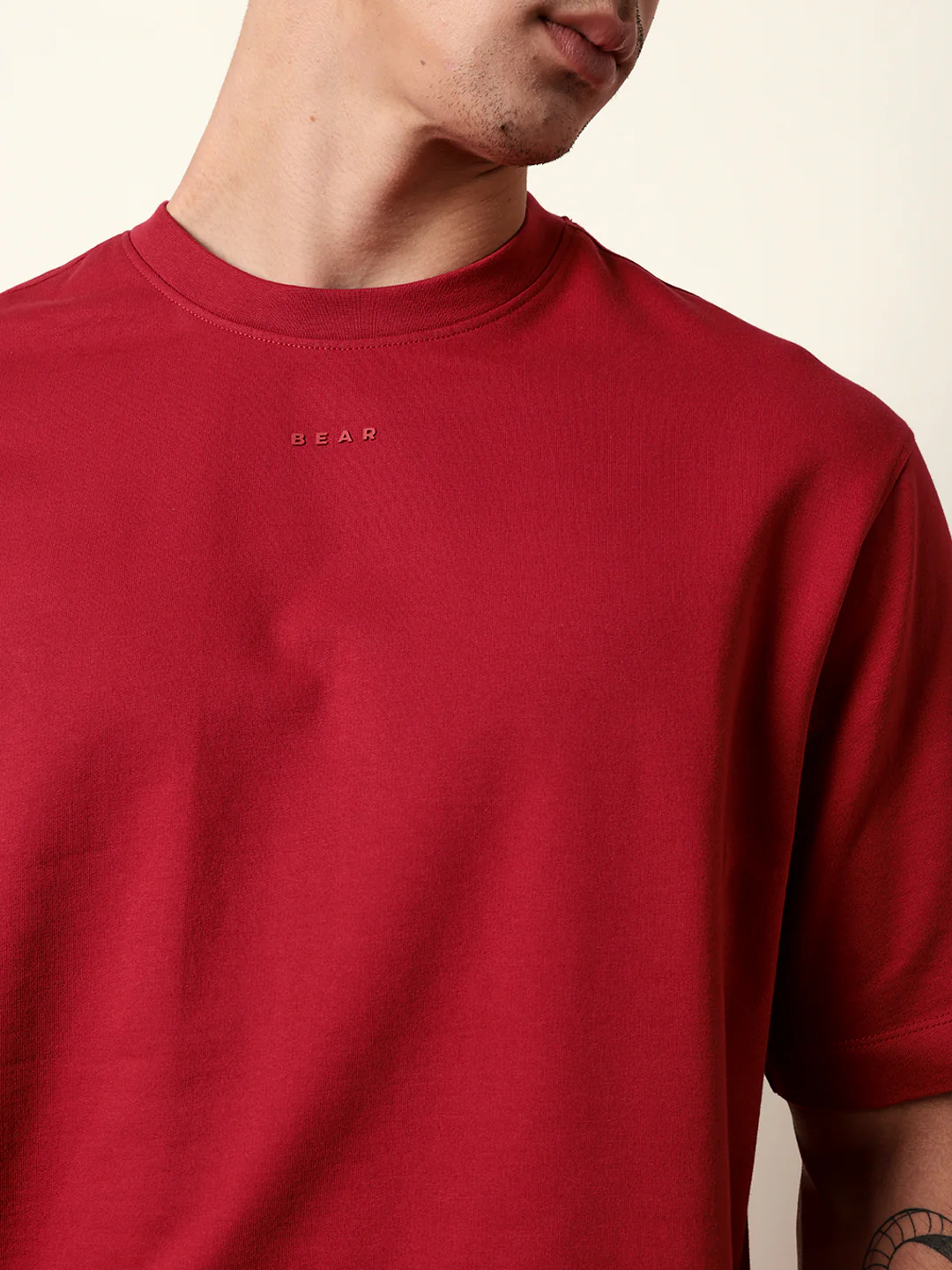Men Red Half Sleeve Oversize T-Shirt - Image 6