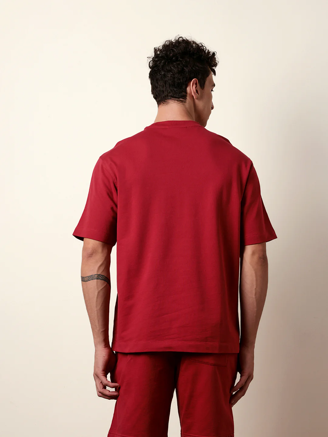 Men Red Half Sleeve Oversize T-Shirt - Image 7