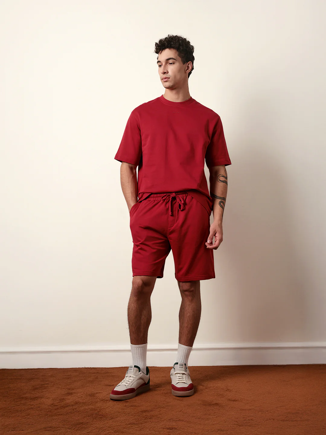 Men Red Half Sleeve Oversize T-Shirt - Image 8