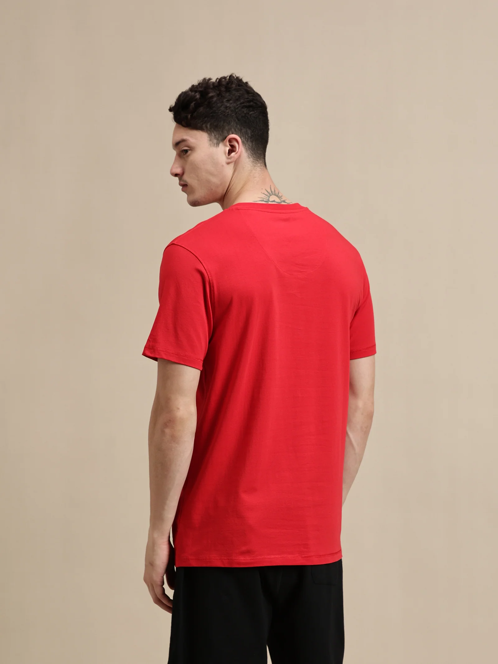 Men Red Half Sleeve T-Shirt - Image 3