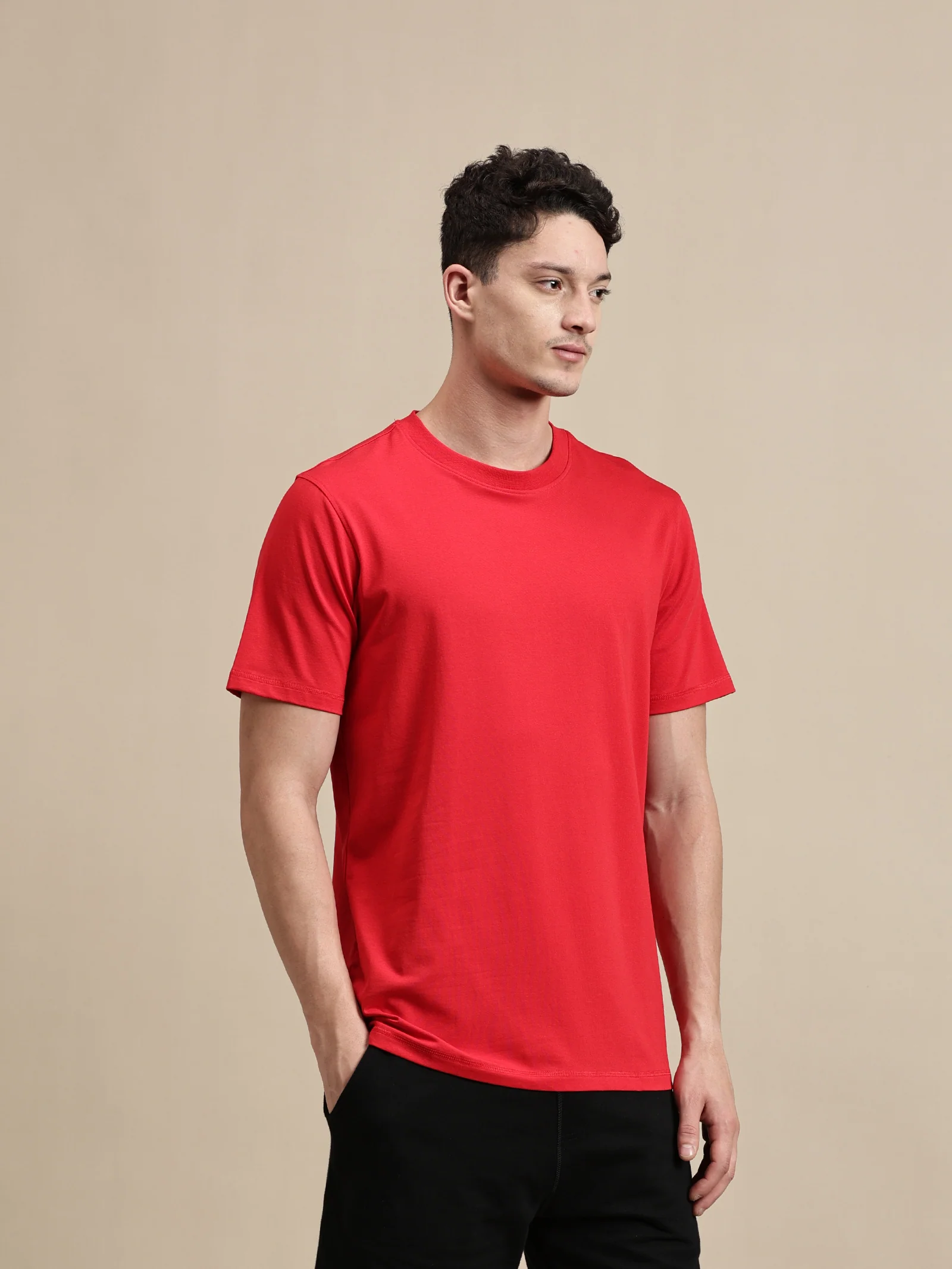 Men Red Half Sleeve T-Shirt - Image 2