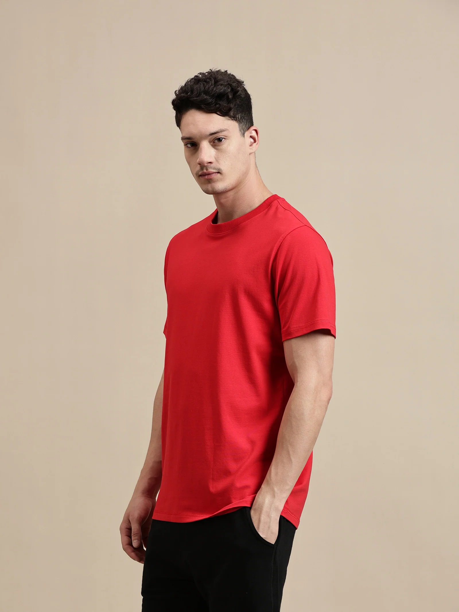 Men Red Half Sleeve T-Shirt - Image 5