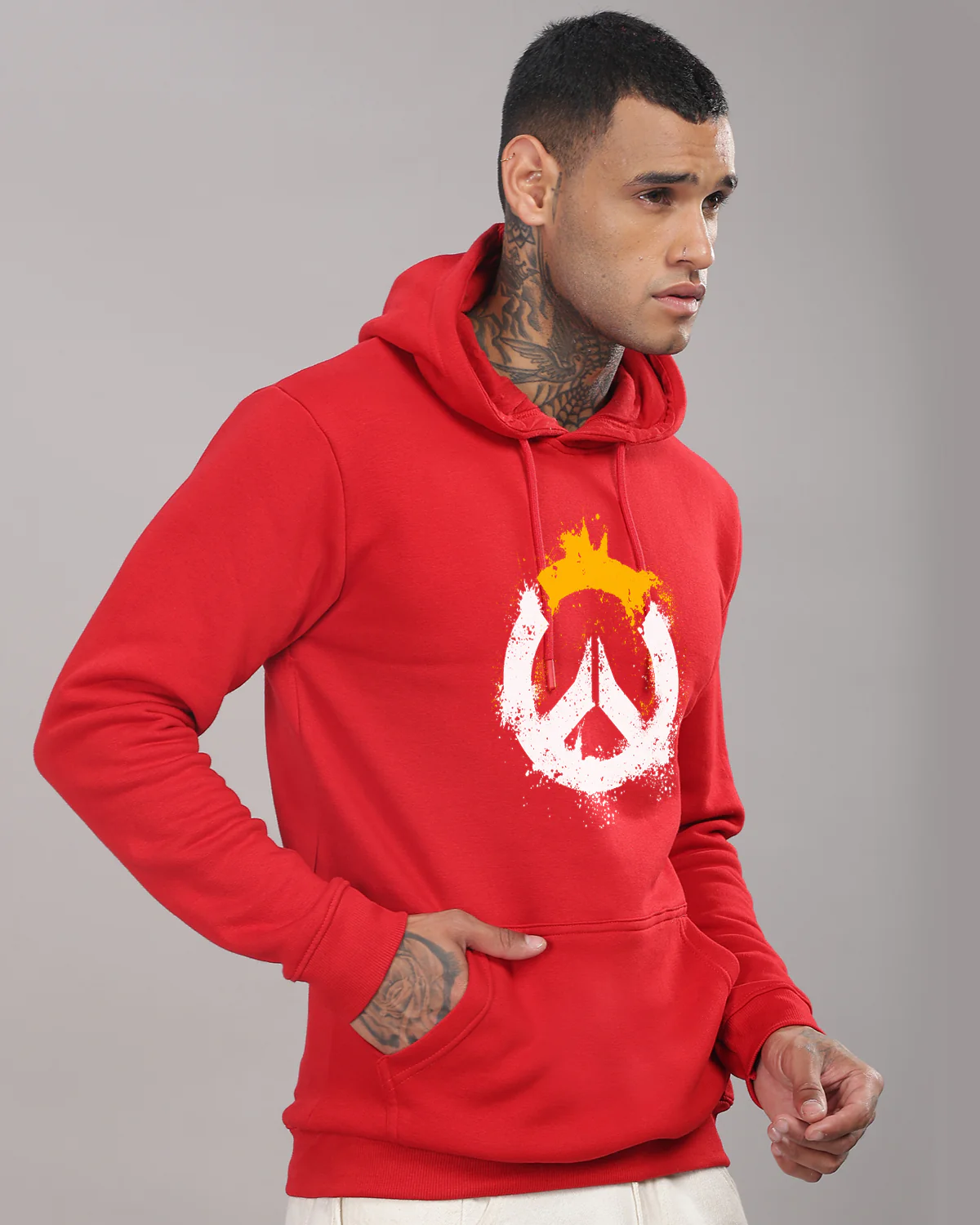 Men Red Long Lasting Printed Hoodie - Image 4