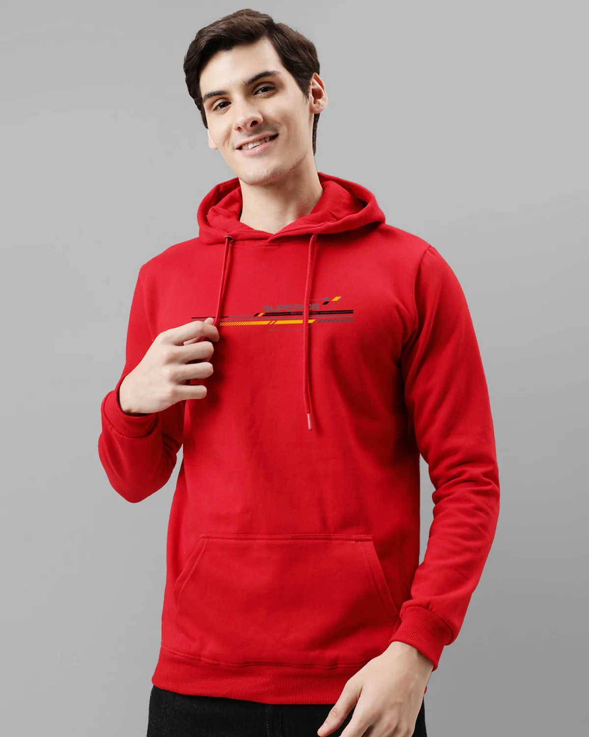 Men Red Long Lasting Printed Hoodie - Image 3