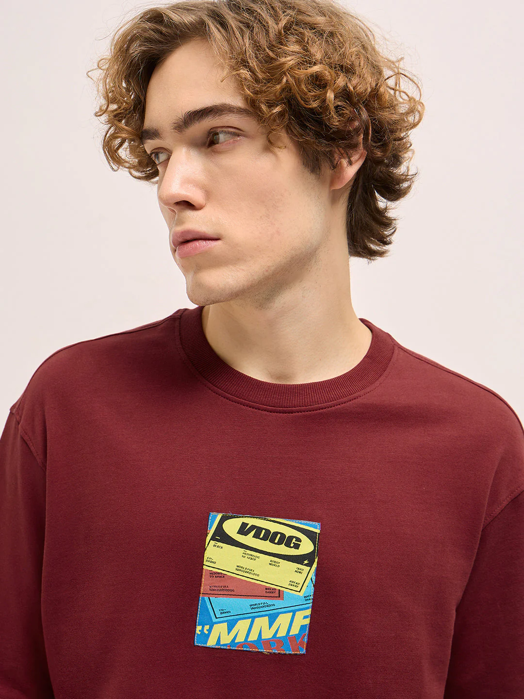Men Red Oversize Graphic Printed Crew Neck T-shirt - Image 5
