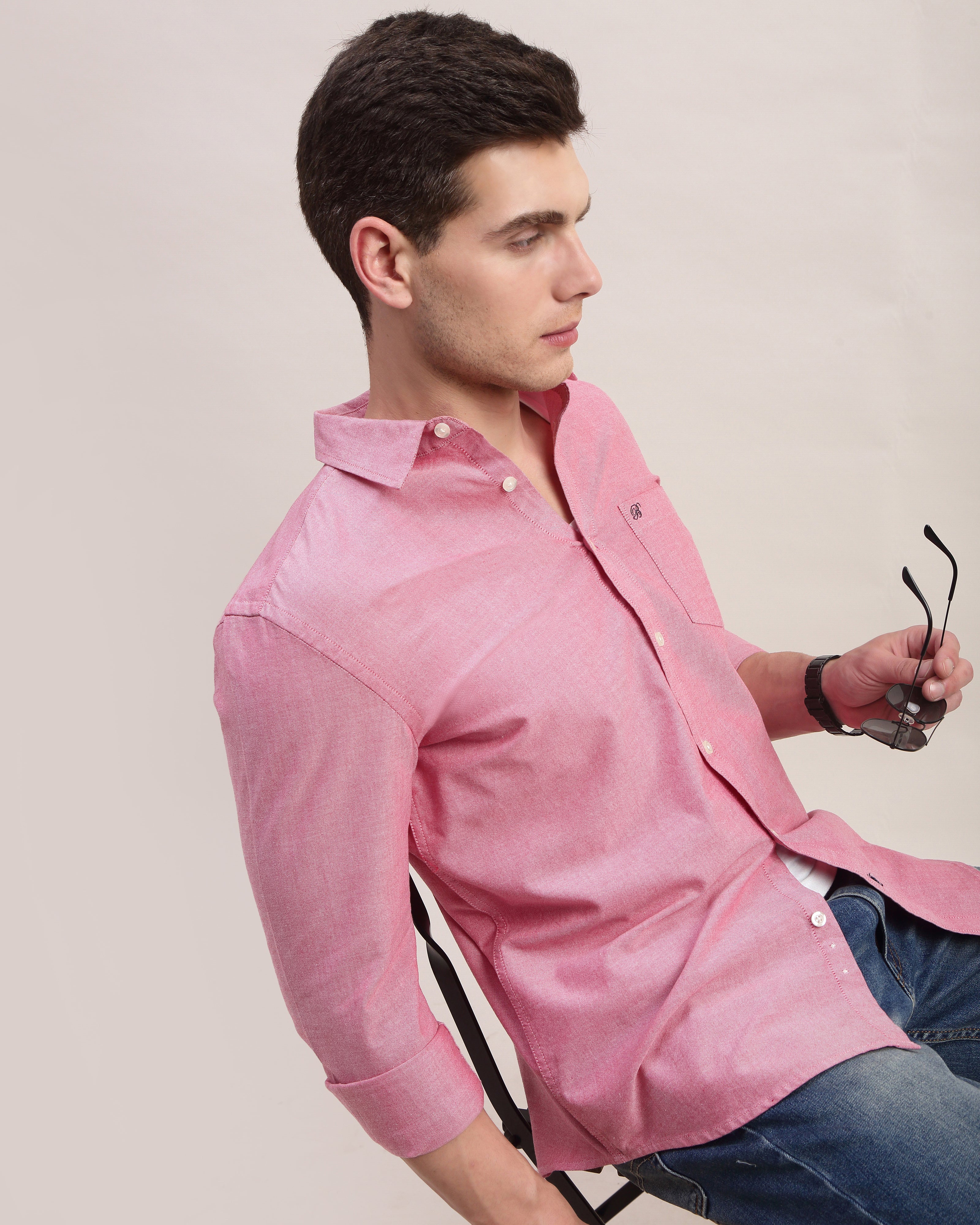 Men Red Oxford Shirt - Image 5