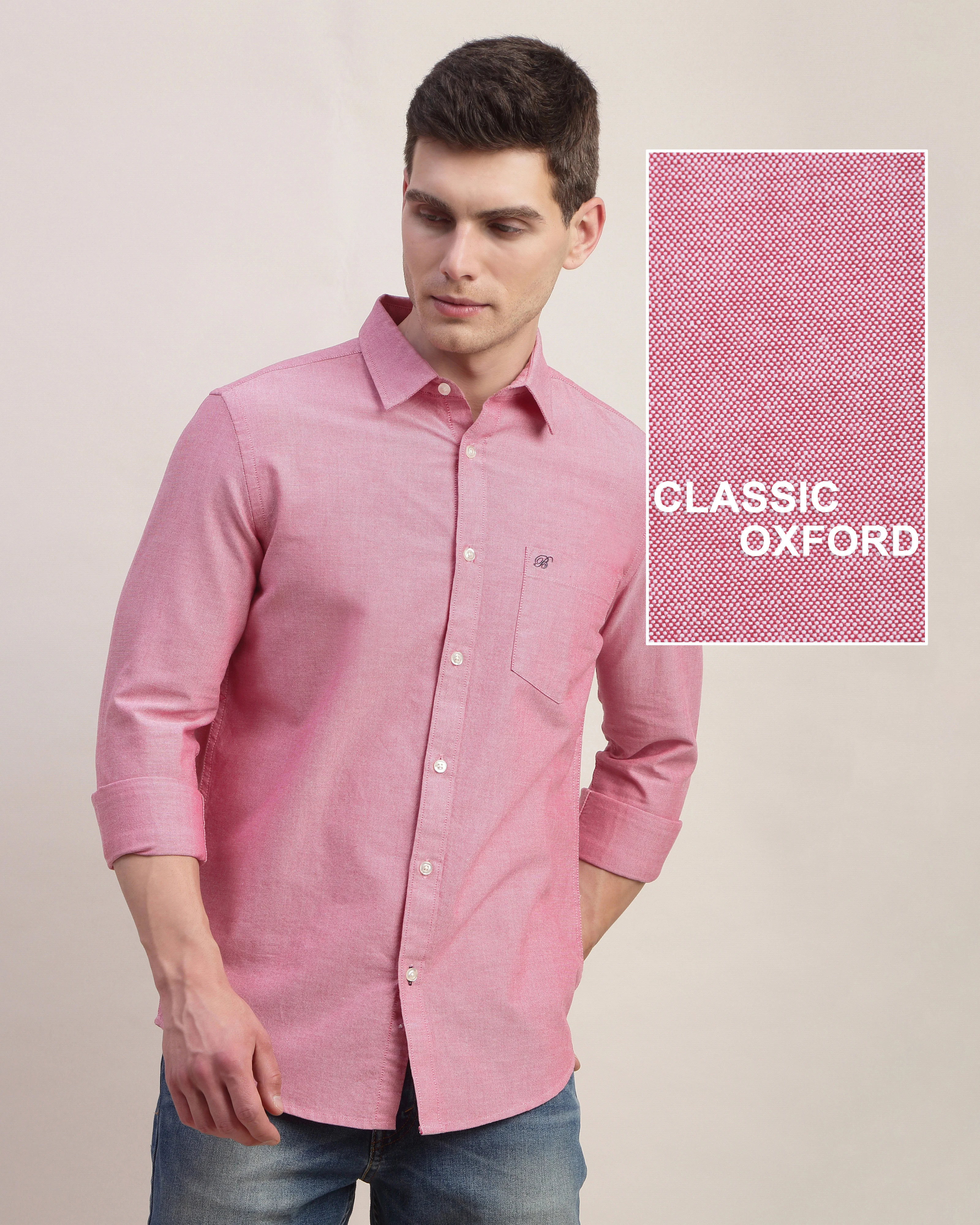 Men Red Oxford Shirt - Image 9