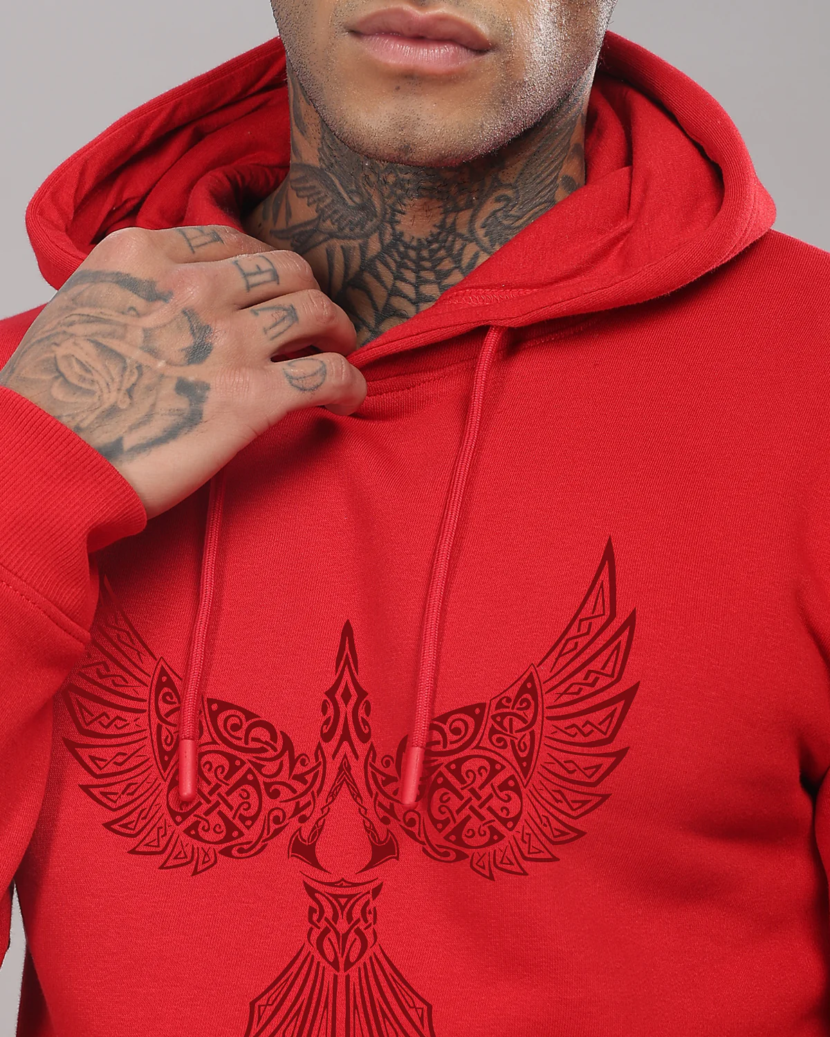 Men Red Printed Hoodie - Image 5