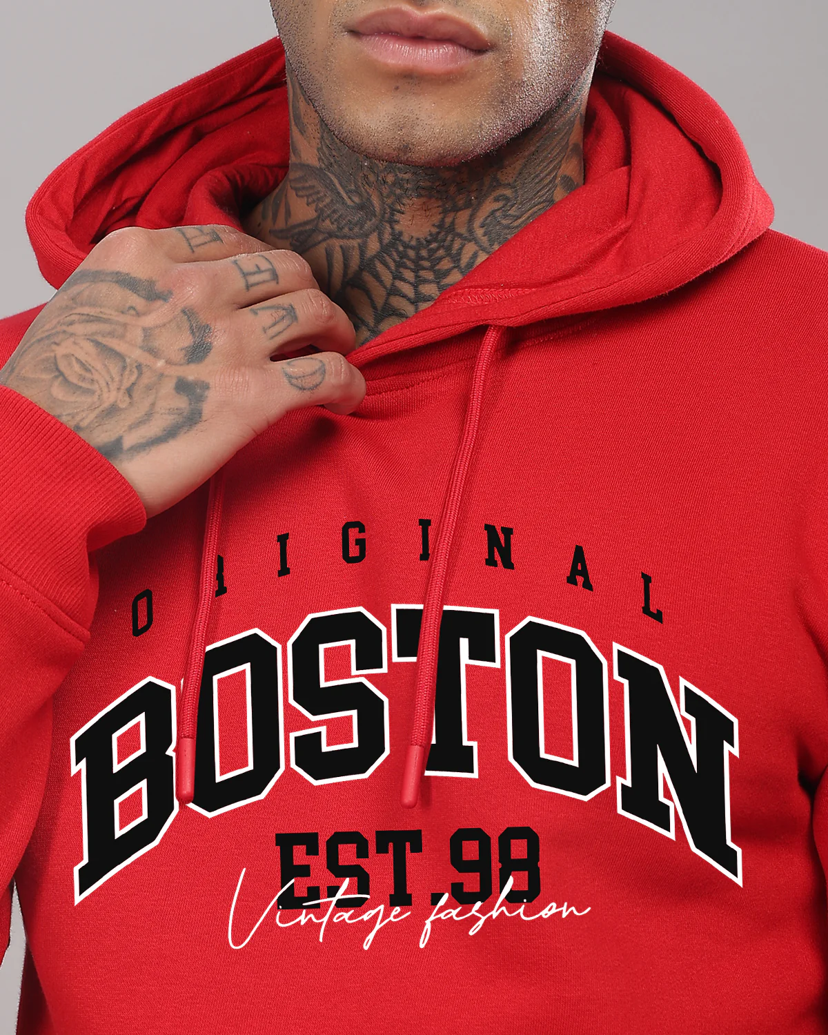 Men Red Printed Hoodie - Image 3