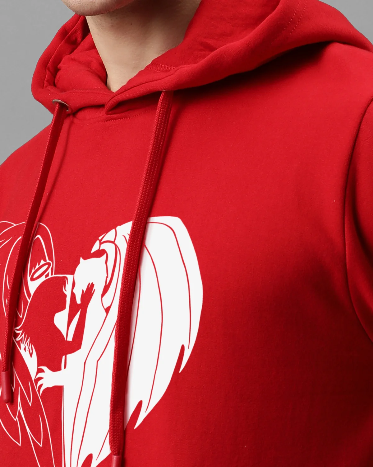 Men Red Printed Hoodie - Image 4