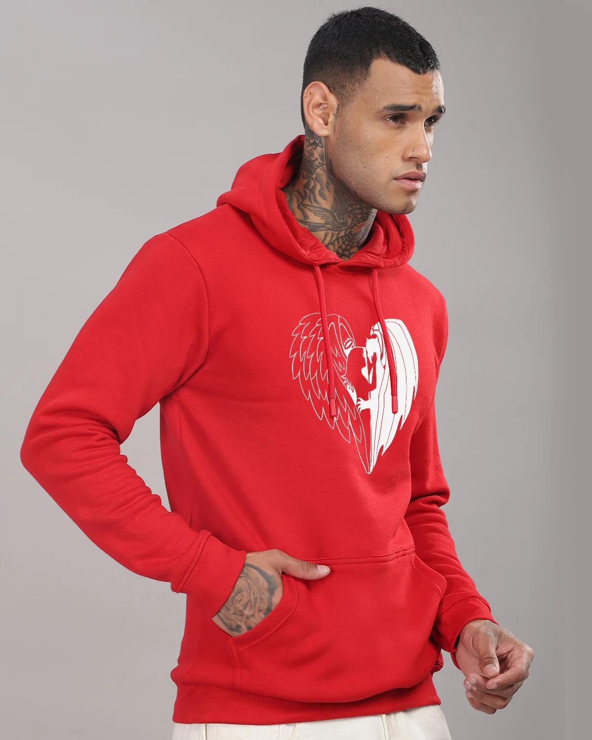 Men Red Printed Hoodie - Image 5