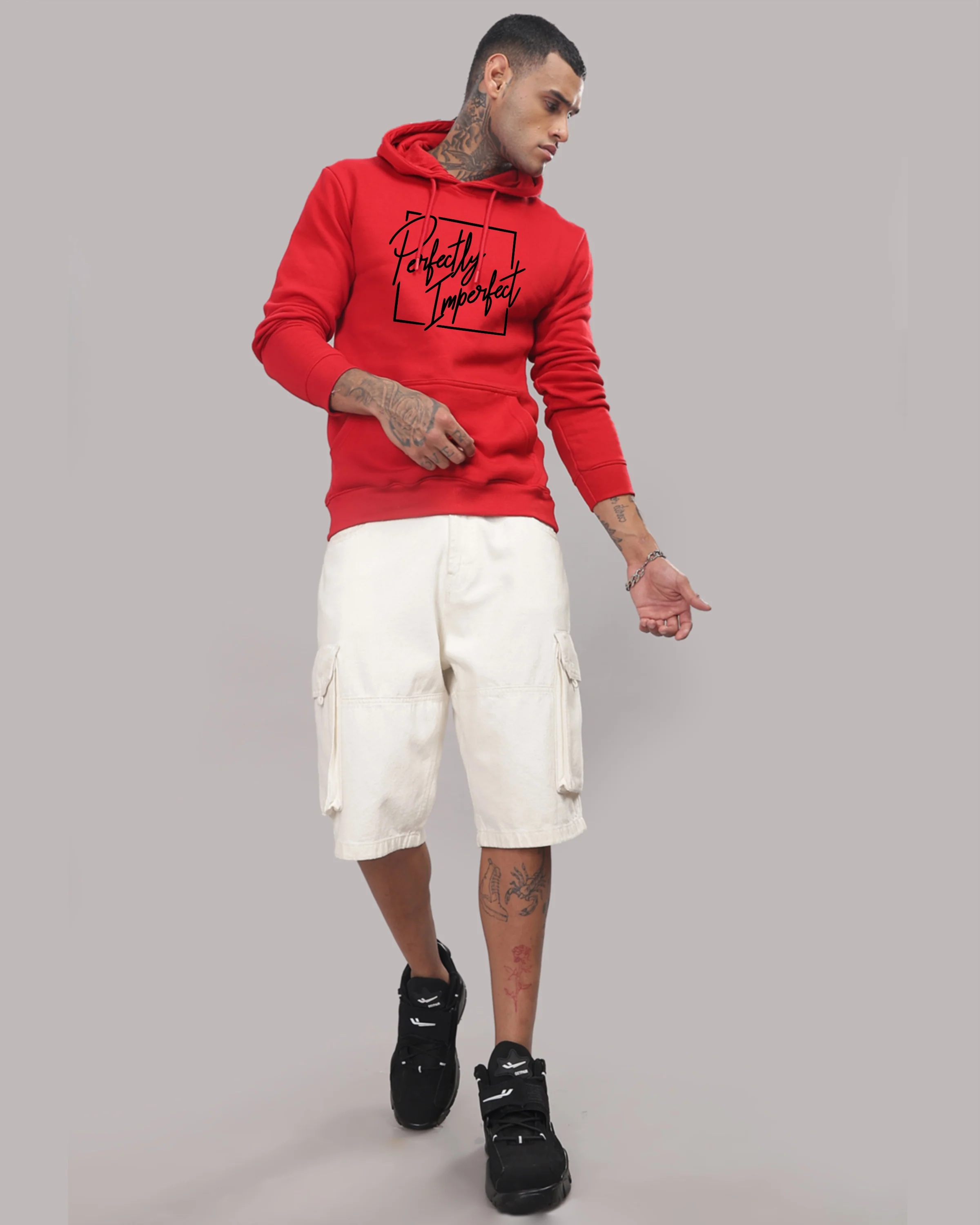 Men Red Printed Hoodie - Image 5