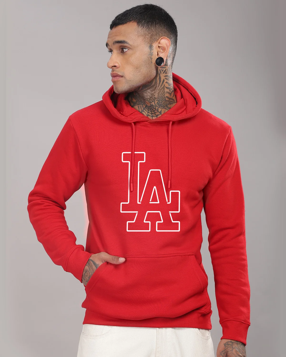 Men Red Printed Hoodie - Image 2