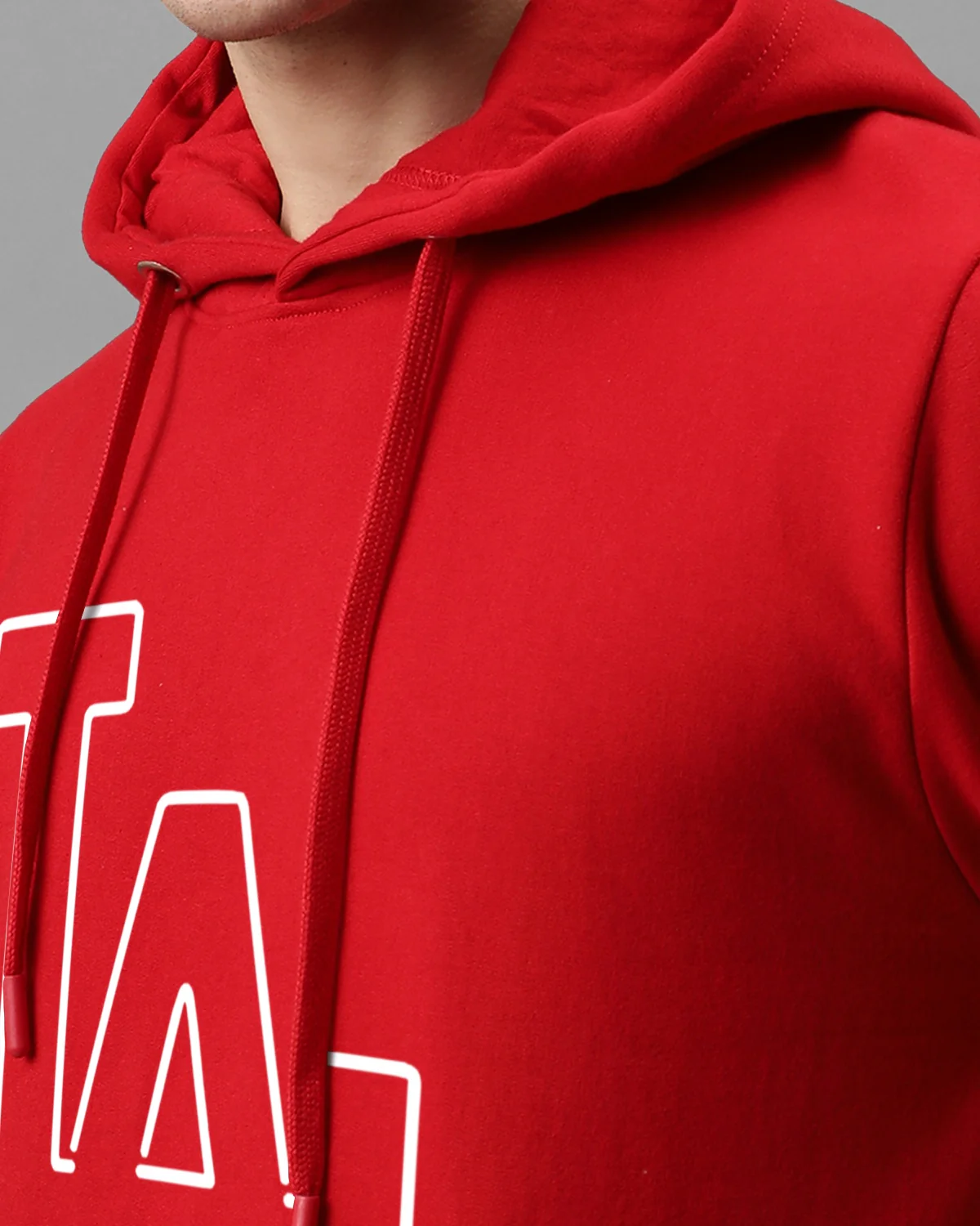 Men Red Printed Hoodie - Image 5