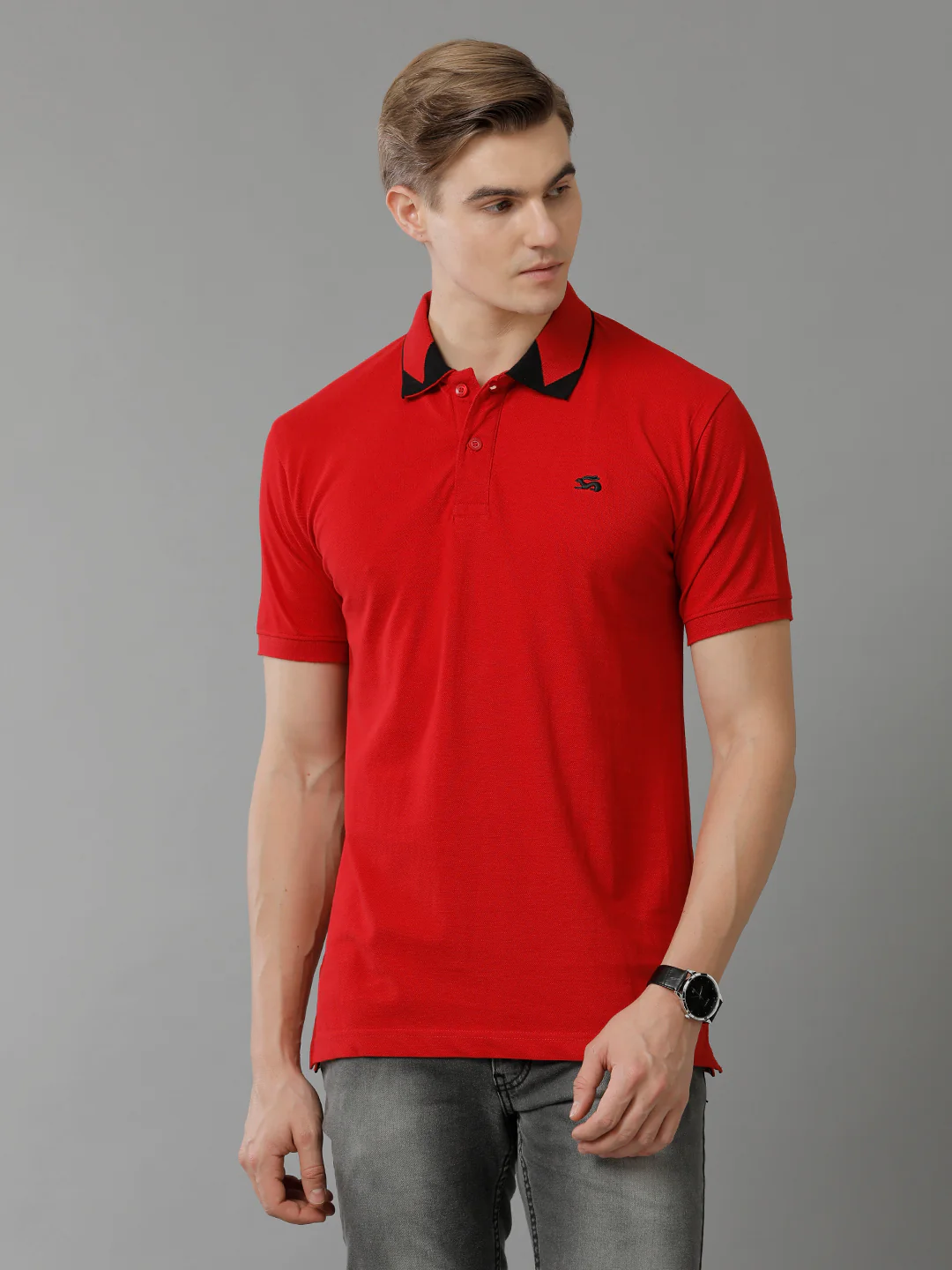Men Red Regular Fit Polo T-Shirt