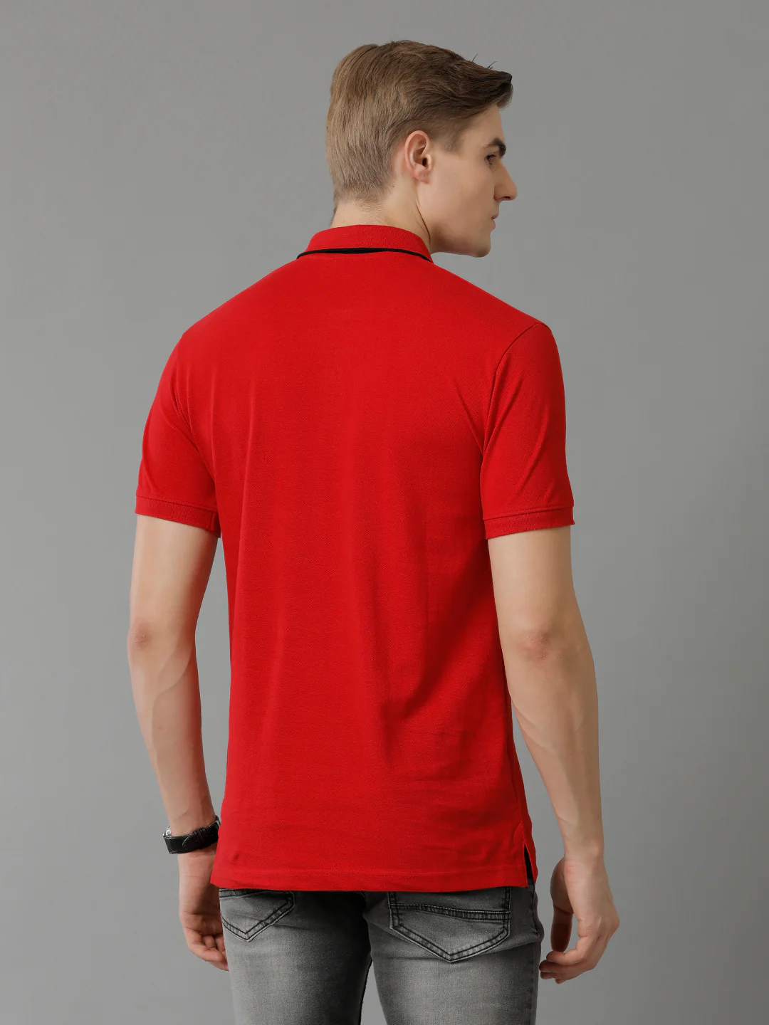 Men Red Regular Fit Polo T-Shirt - Image 2
