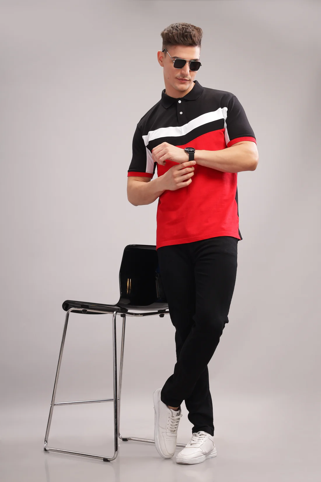 Men Red Regular Fit Polo T-Shirt - Image 4