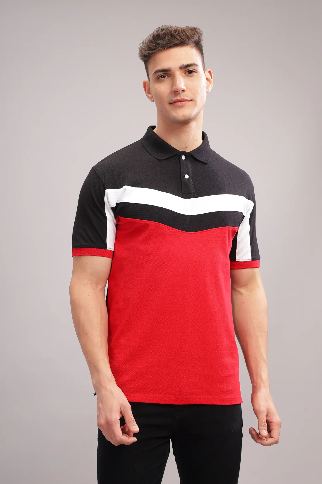 Men Red Regular Fit Polo T-Shirt - Image 6