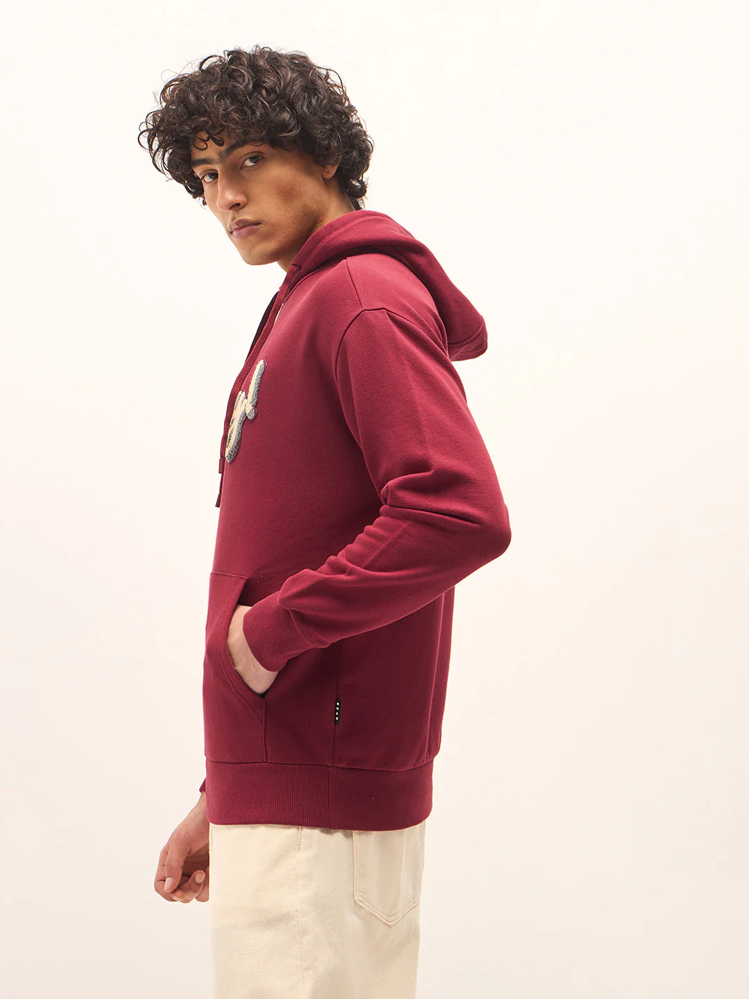 Men Red Relaxed Fit Hoodie - Image 3