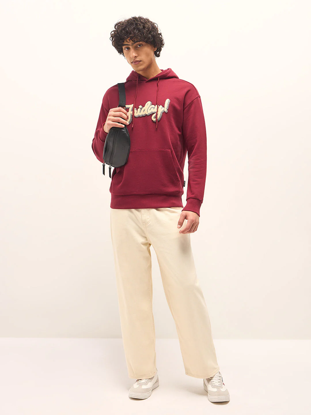 Men Red Relaxed Fit Hoodie - Image 4