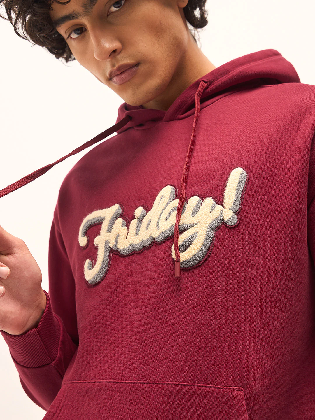 Men Red Relaxed Fit Hoodie - Image 5