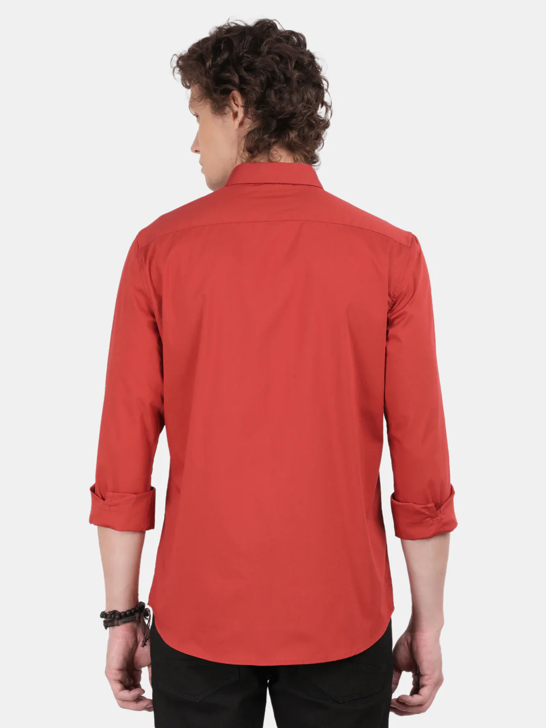 Men Red Slim Fit Spread Collar Full Sleeve Casual Shirt - Image 2