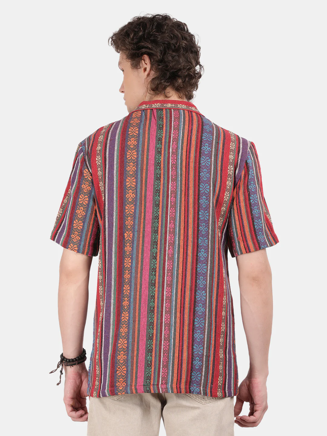 Men Red Slim Fit Spread Collar Half Sleeve Casual Shirt - Image 2