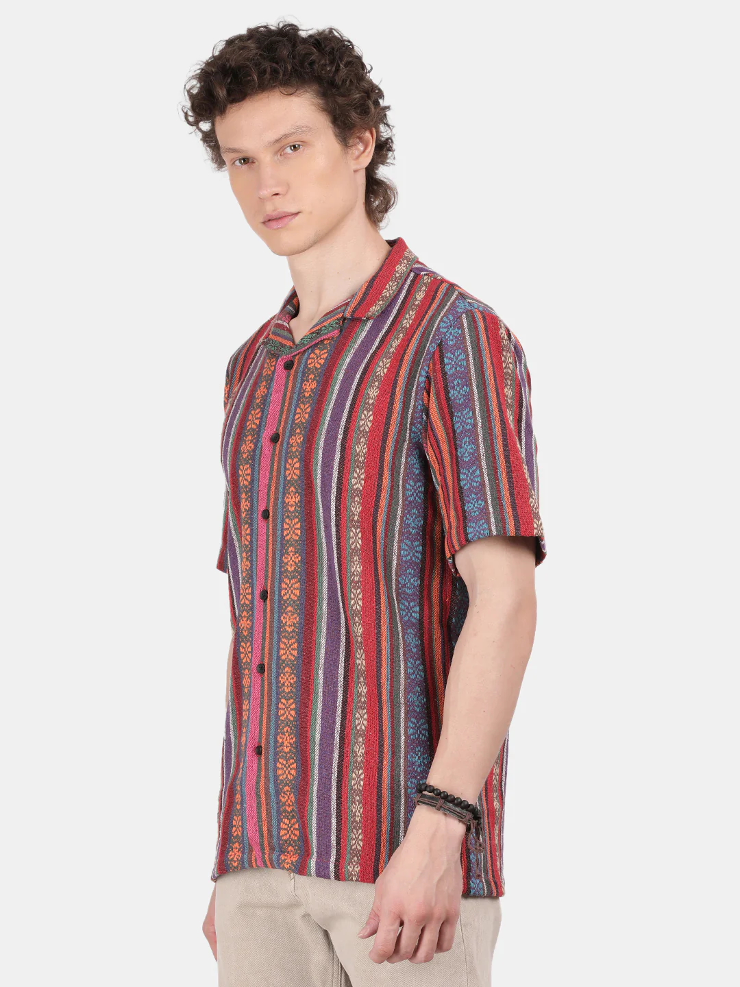 Men Red Slim Fit Spread Collar Half Sleeve Casual Shirt - Image 5