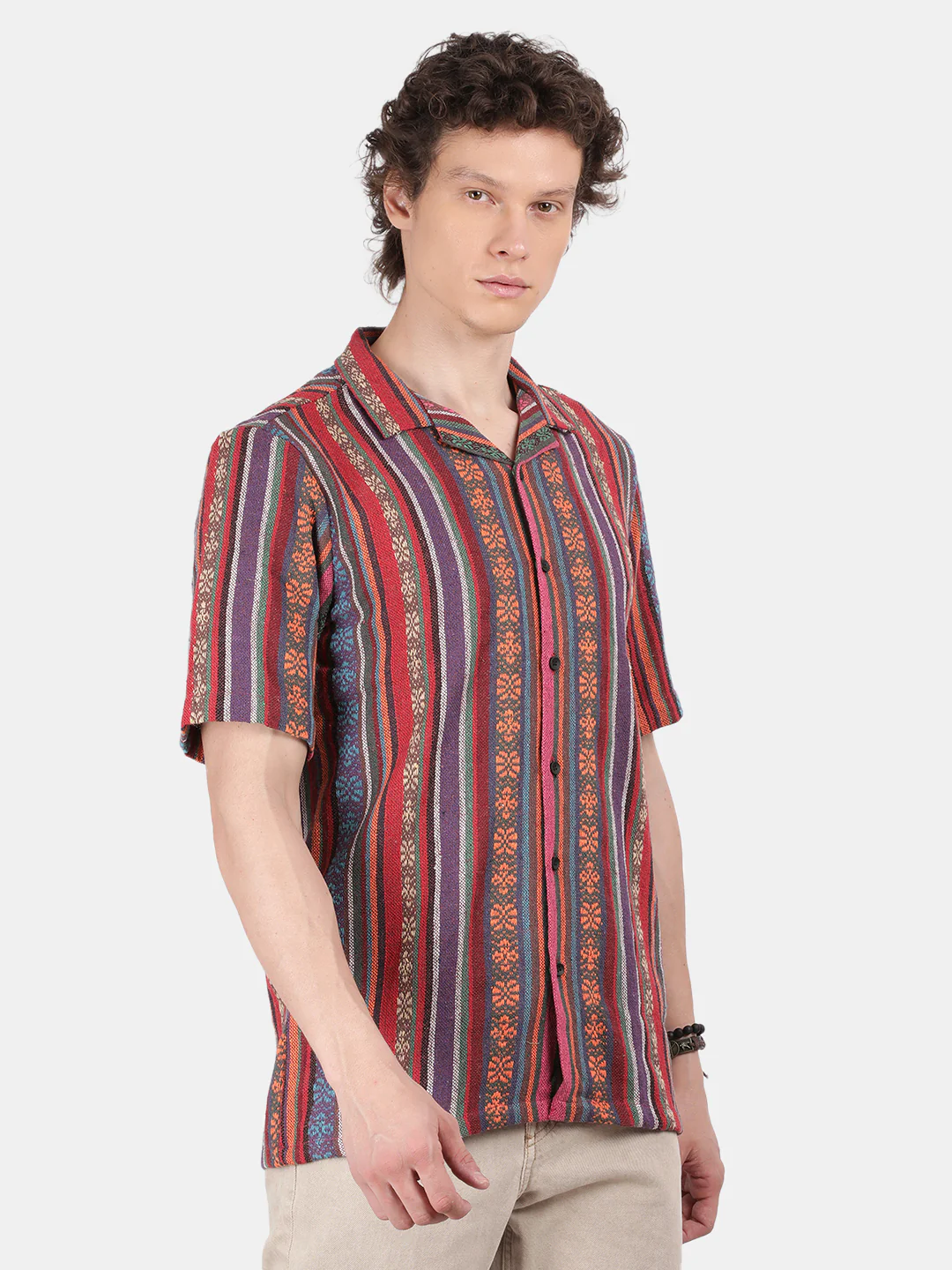 Men Red Slim Fit Spread Collar Half Sleeve Casual Shirt - Image 6