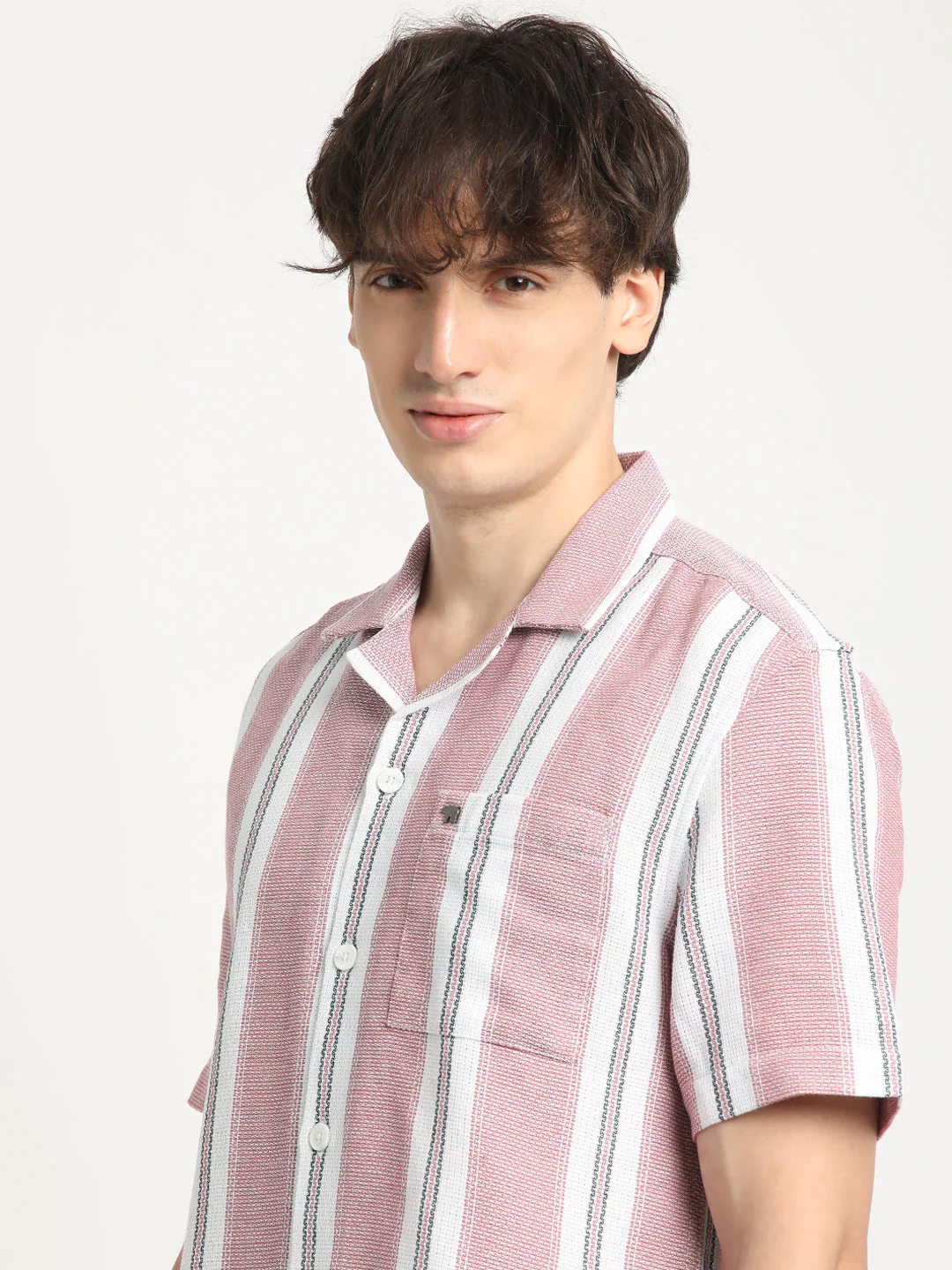 Men  Red Stripe Regular Fit Casual Shirt - Image 6
