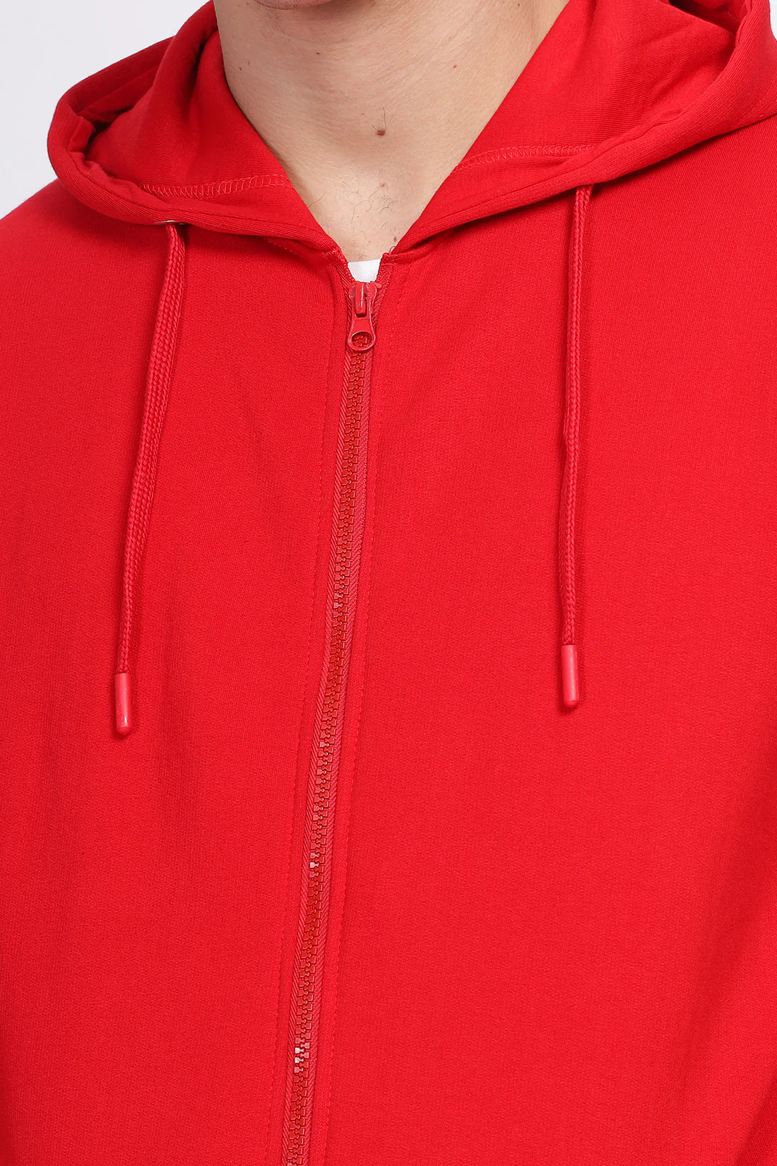 Men Red Sweatshirt With Zipper Hoodies - Image 7