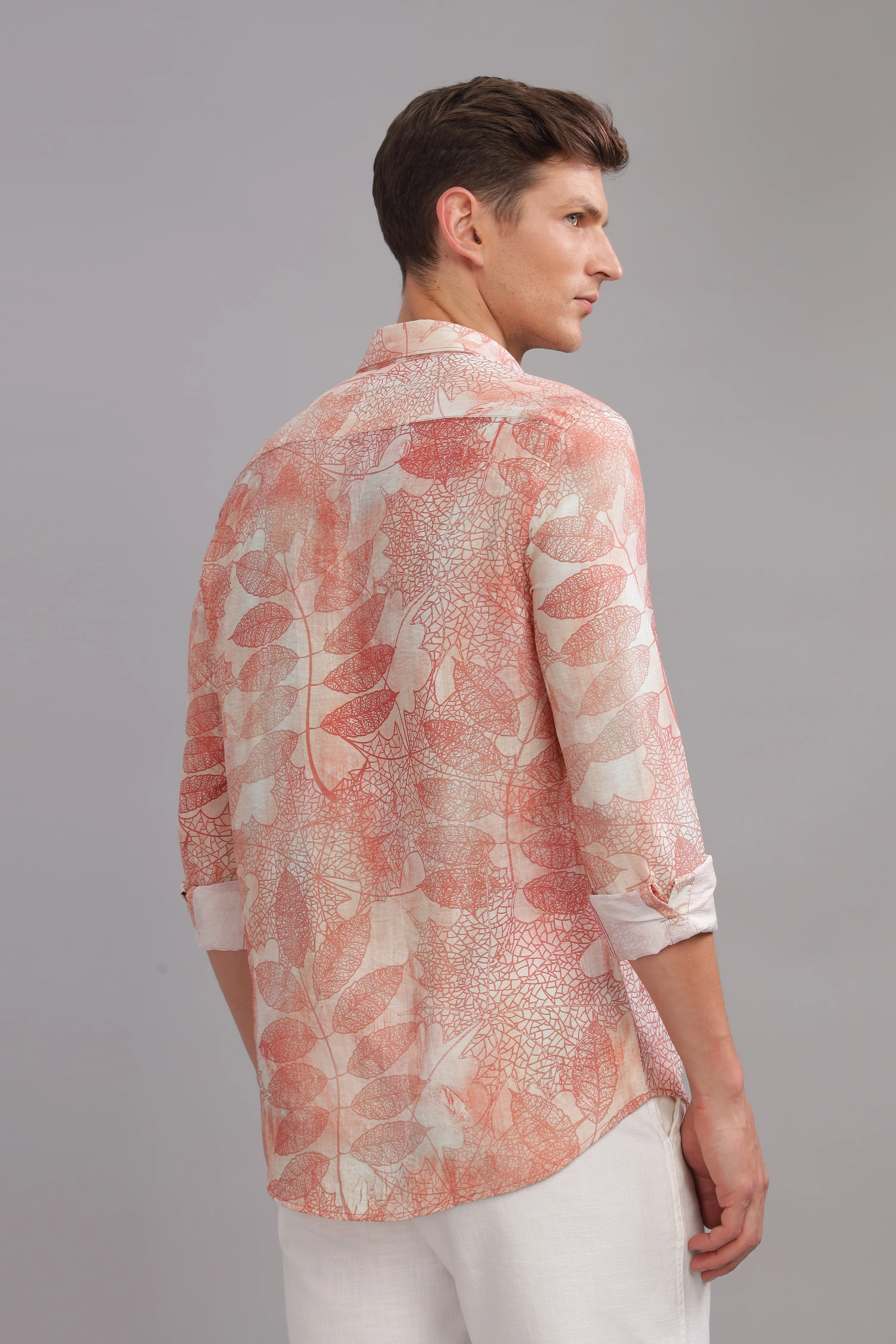 Men Red White Slim Fit Shirt - Image 2