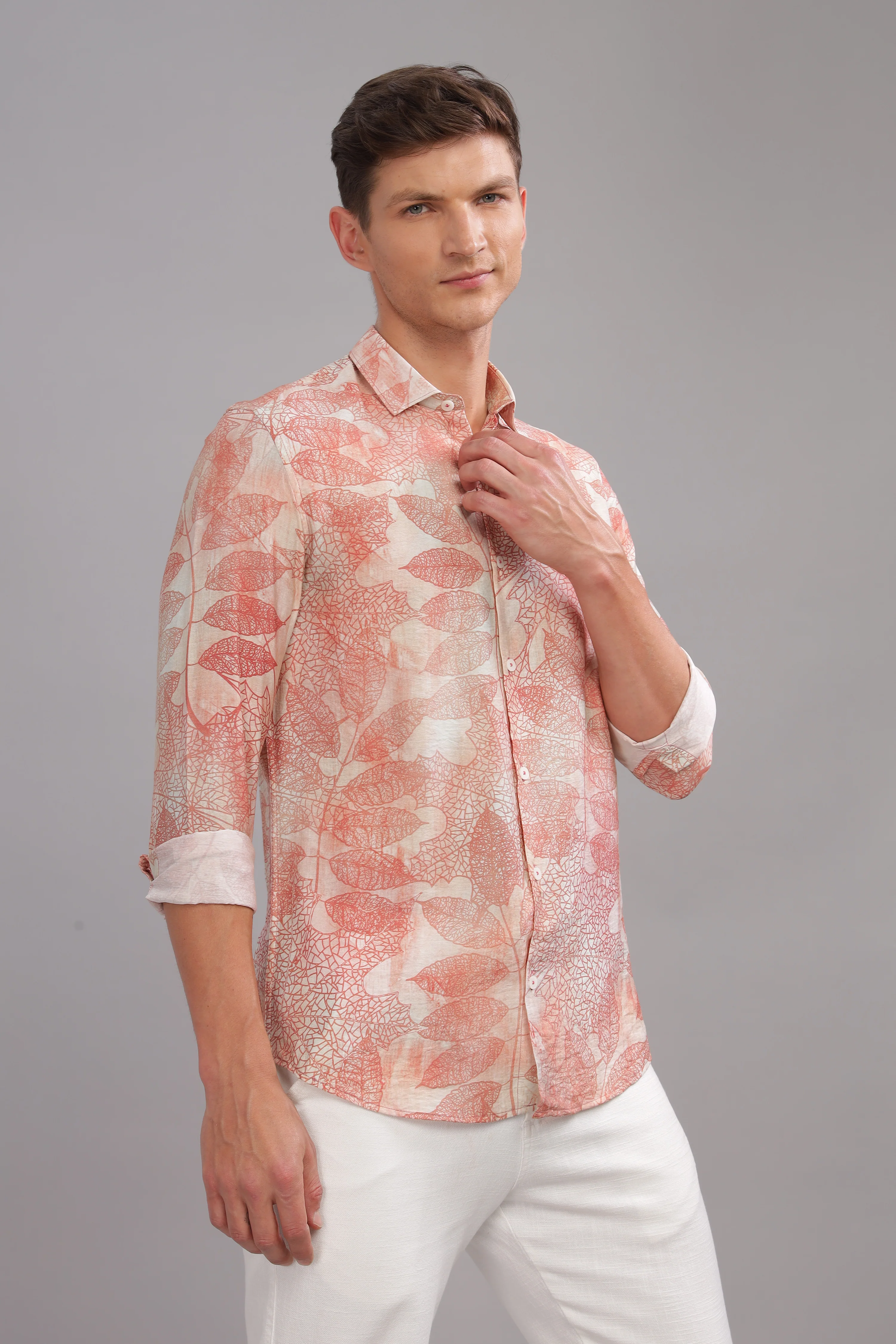Men Red White Slim Fit Shirt - Image 6